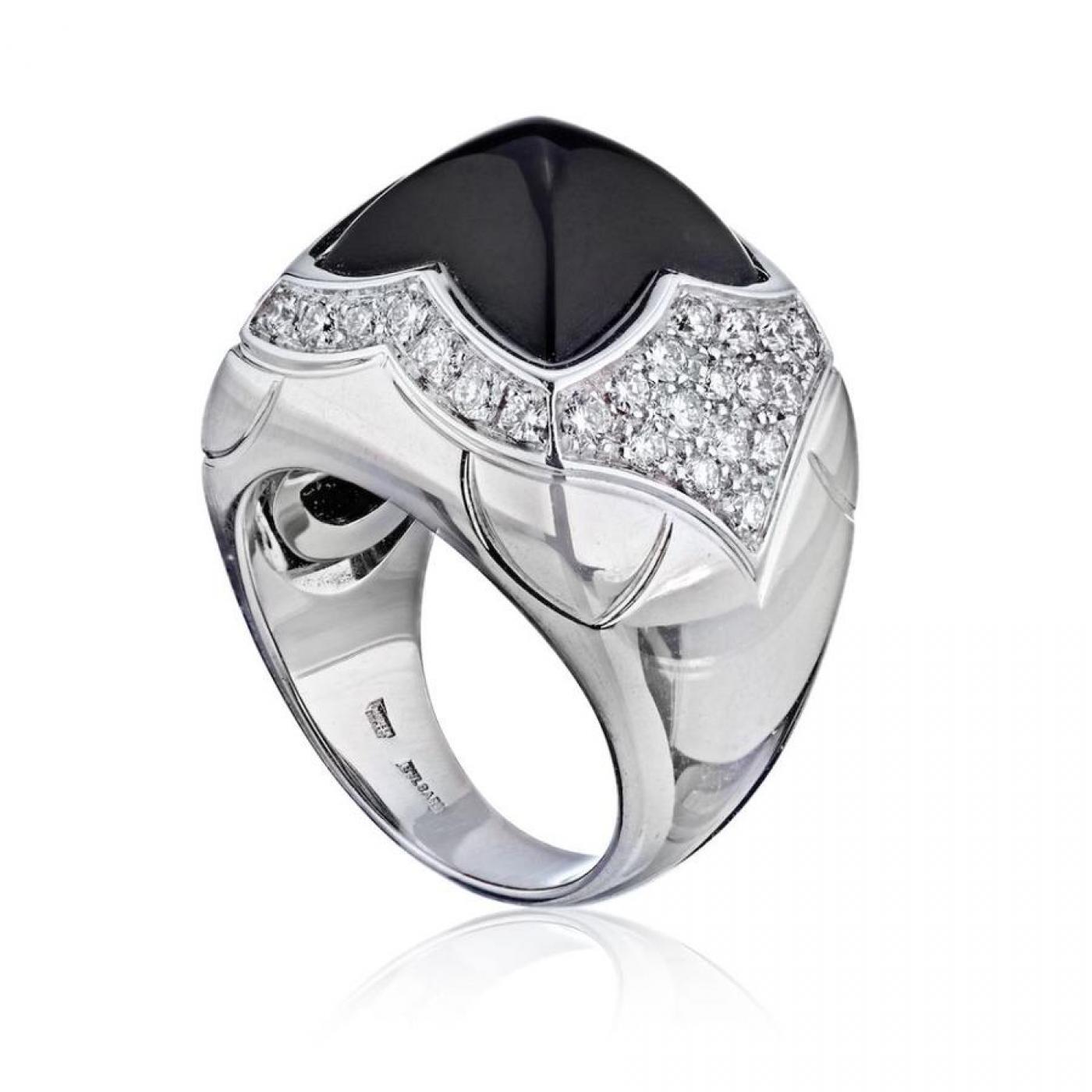 Bvlgari (Bulgari) - BVLGARI PYRAMID 18K WHITE GOLD DIAMOND & BLACK ONYX ...