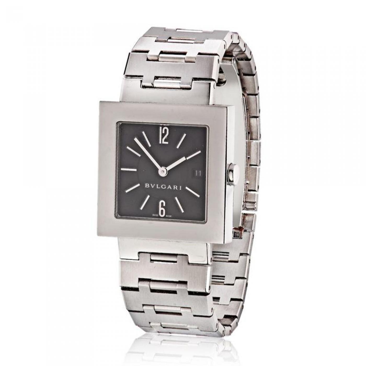 Bvlgari (Bulgari) - BVLGARI STAINLESS STEEL BLACK SQUARE DIAL BB29 UNISEX  WATCH