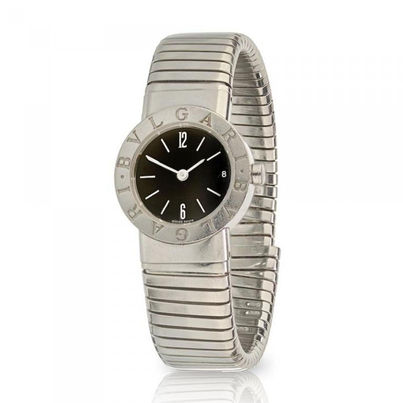 Bvlgari (Bulgari) - BVLGARI TUBOGAS STAINLESS STEEL 23MM ROUND BLACK ...