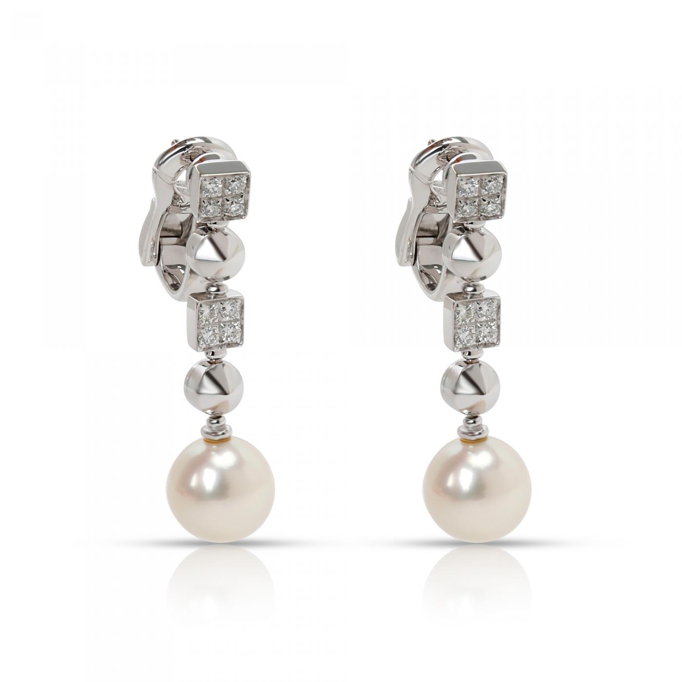 bulgari pearl and diamond earrings