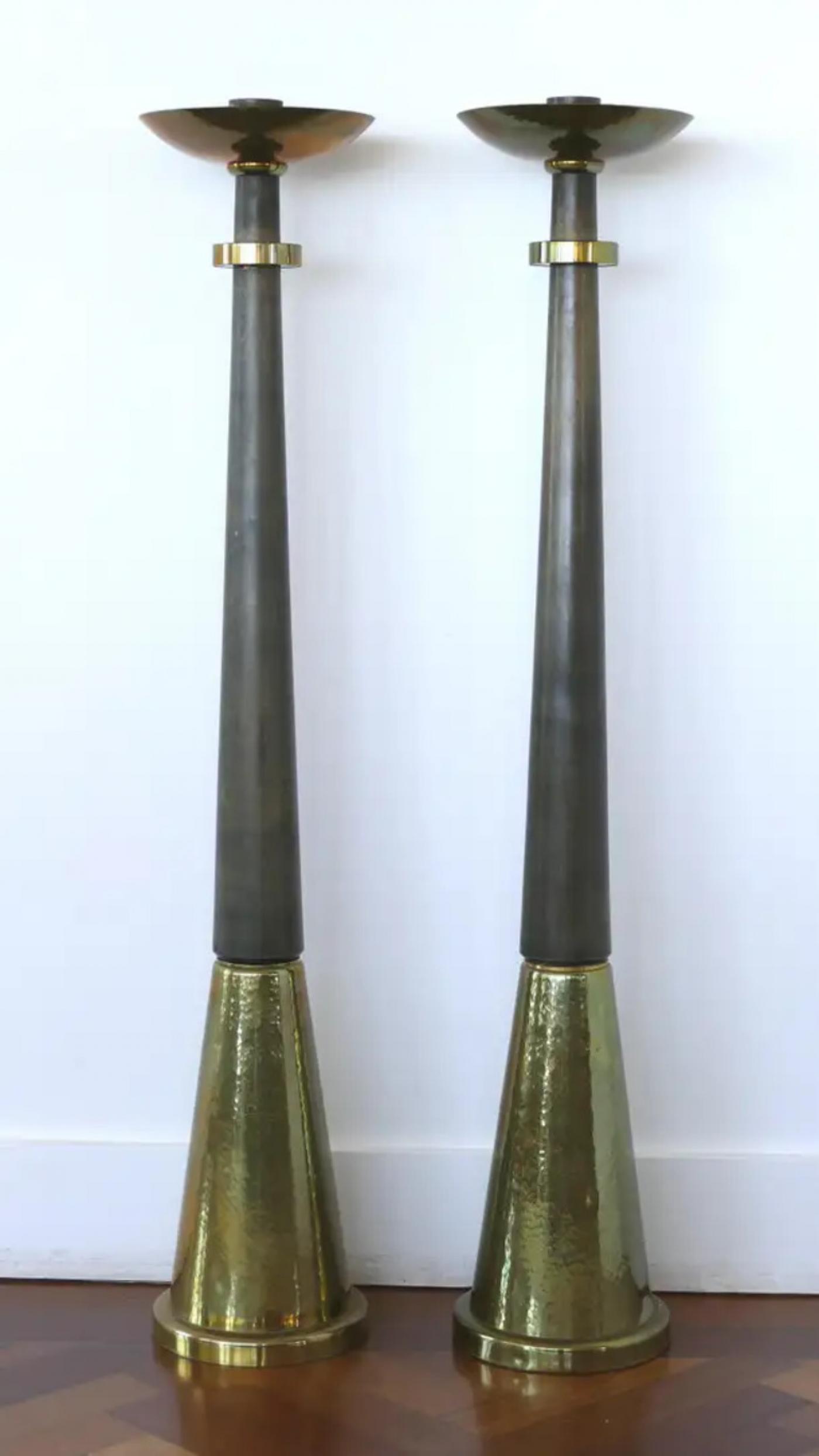 Carl Moser - Carl Moser Studios Standing Floor Candle Holders in Brass ...