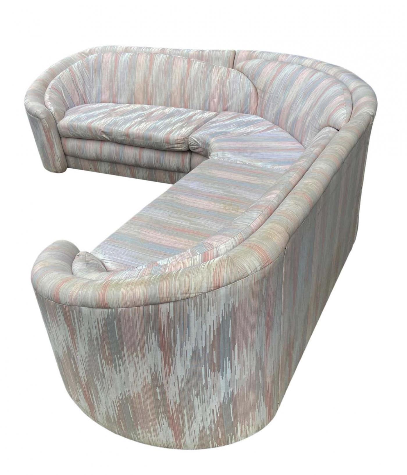 Carson's Furniture MidCentury Modern Curved Sectional L Shaped Sofa