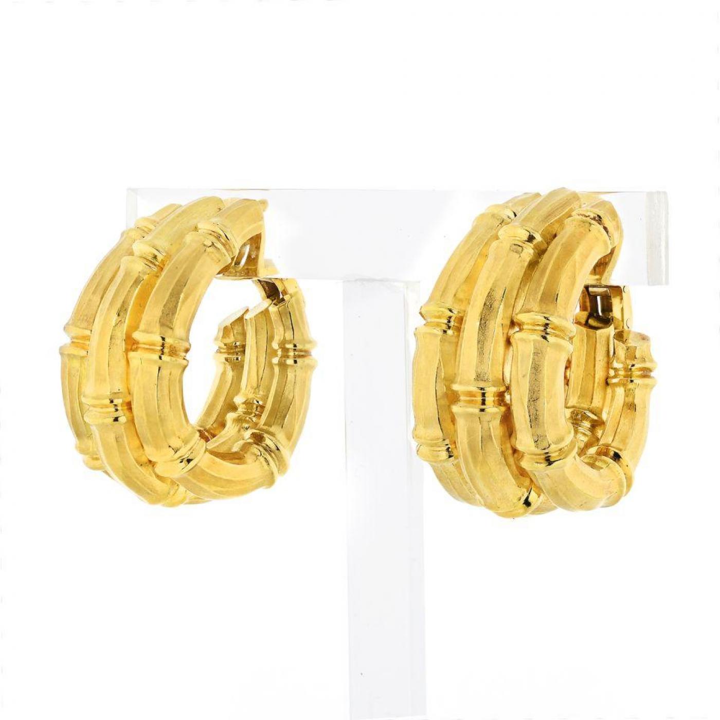 Cartier - CARTIER BAMBOO 18K YELLOW GOLD LARGE EARRINGS