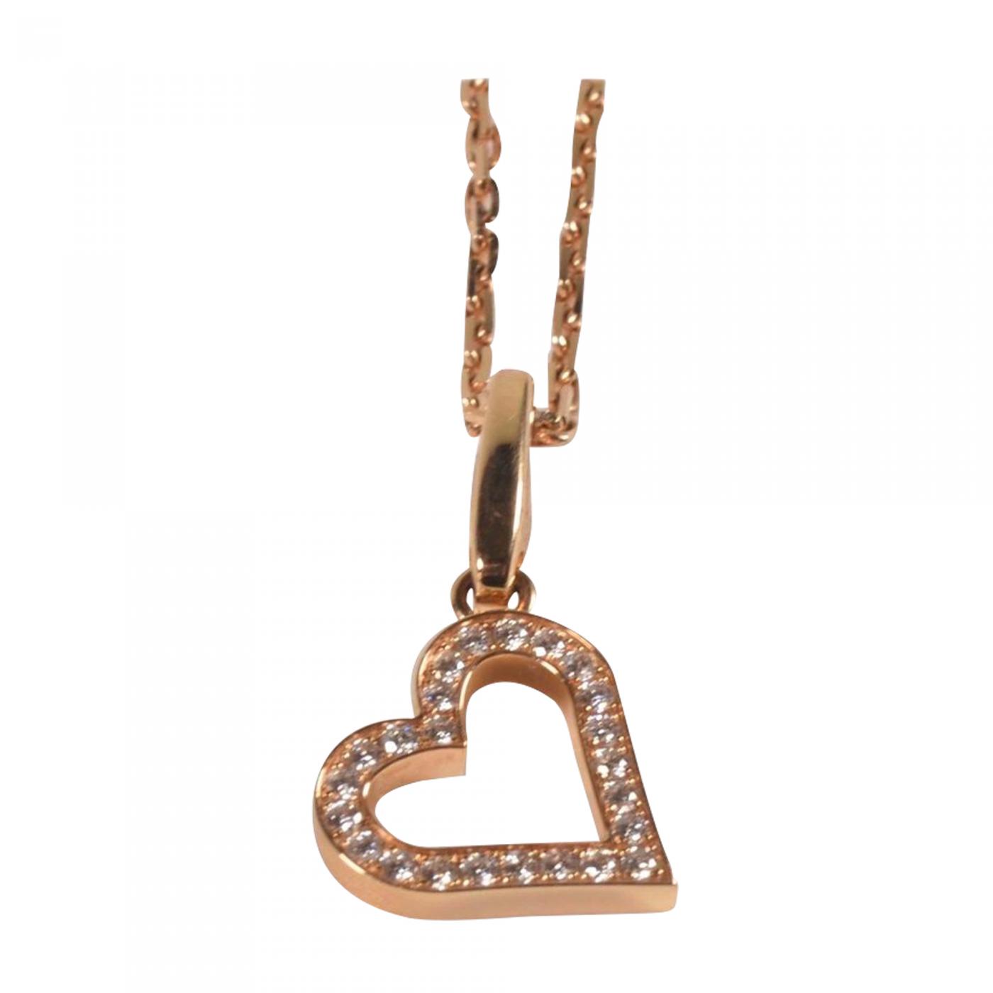 Pink gold necklace with heart-shaped diamond