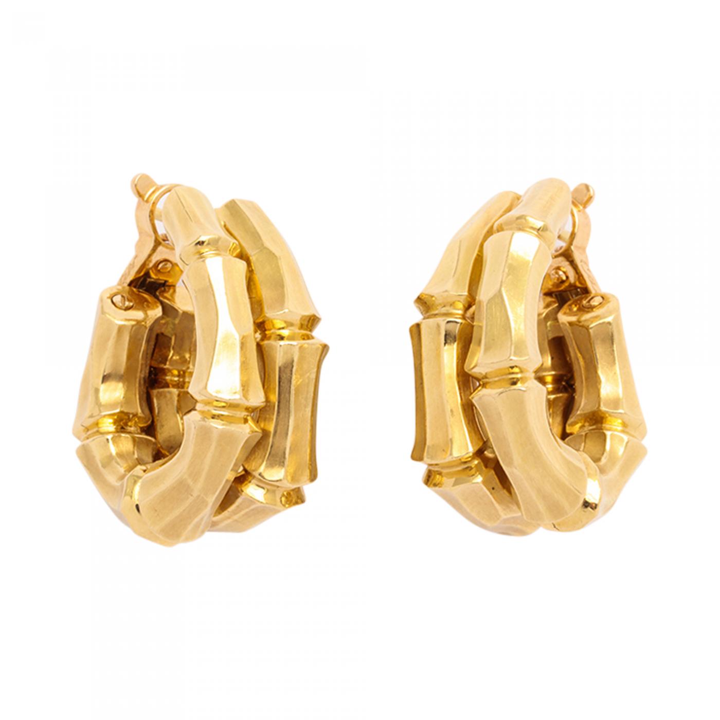 Cartier - Cartier 18k Gold Bamboo Hoop Earclips