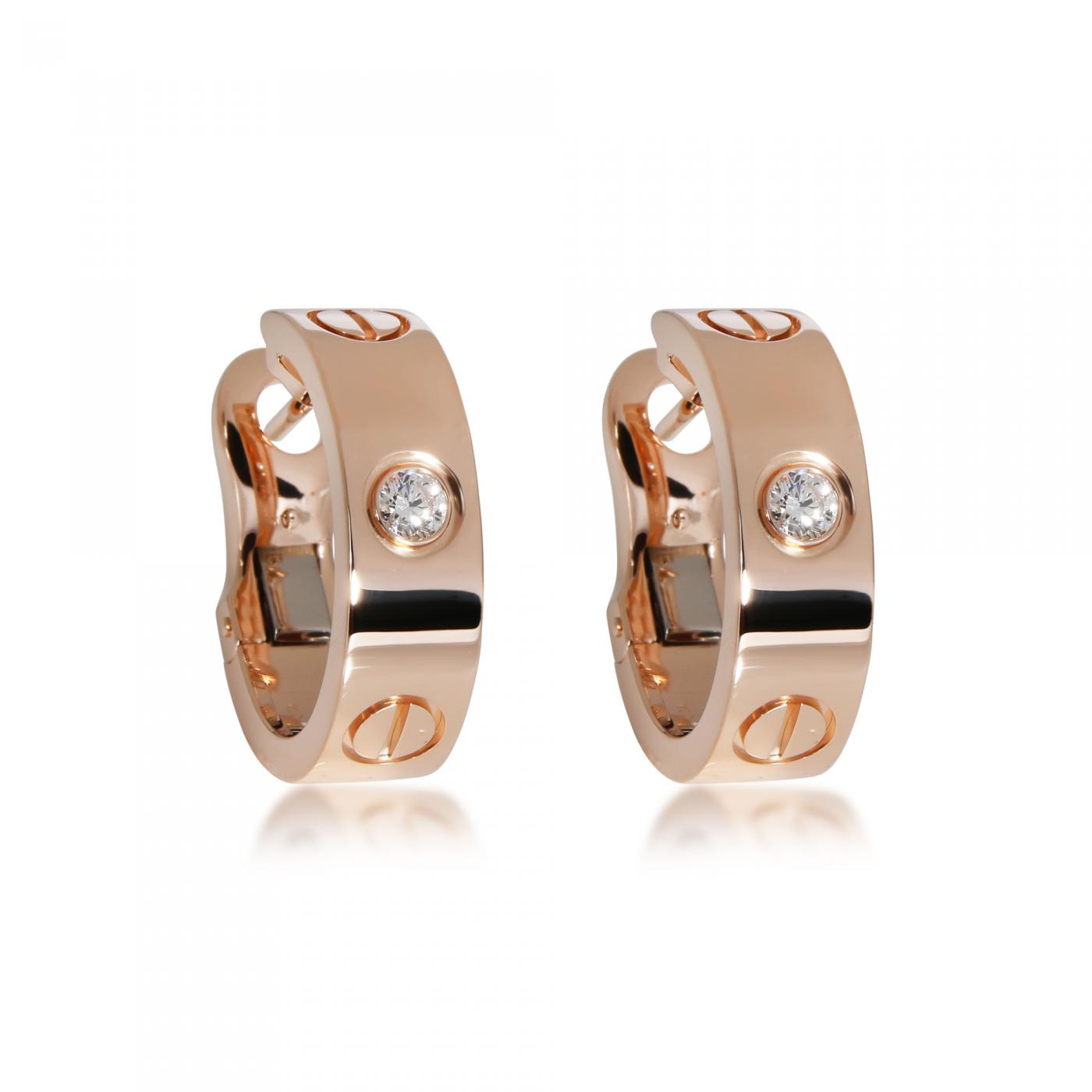Cartier Cartier Love Diamond Hoop Earring In 18k Rose Gold 0 14 Ctw