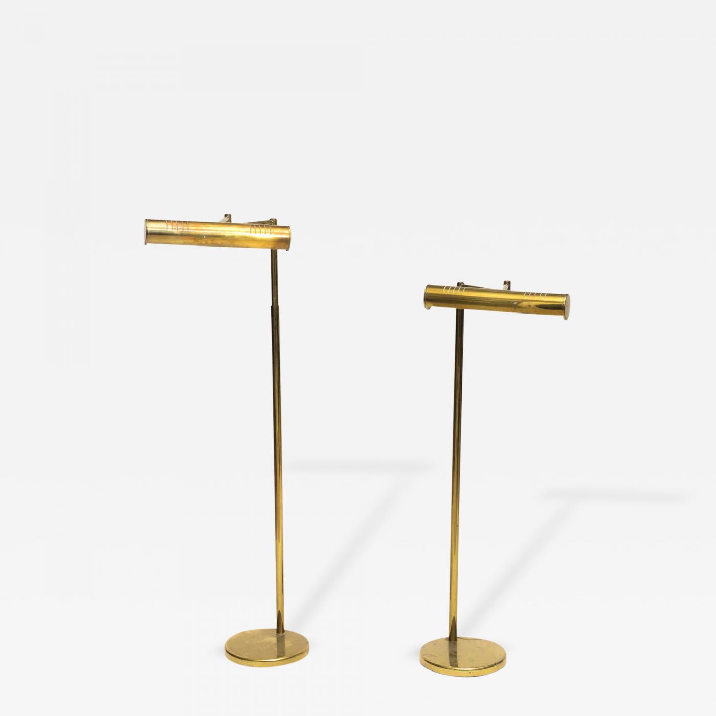 Castelli Pair Of American Modern Adjustable Brass Floor Lamps