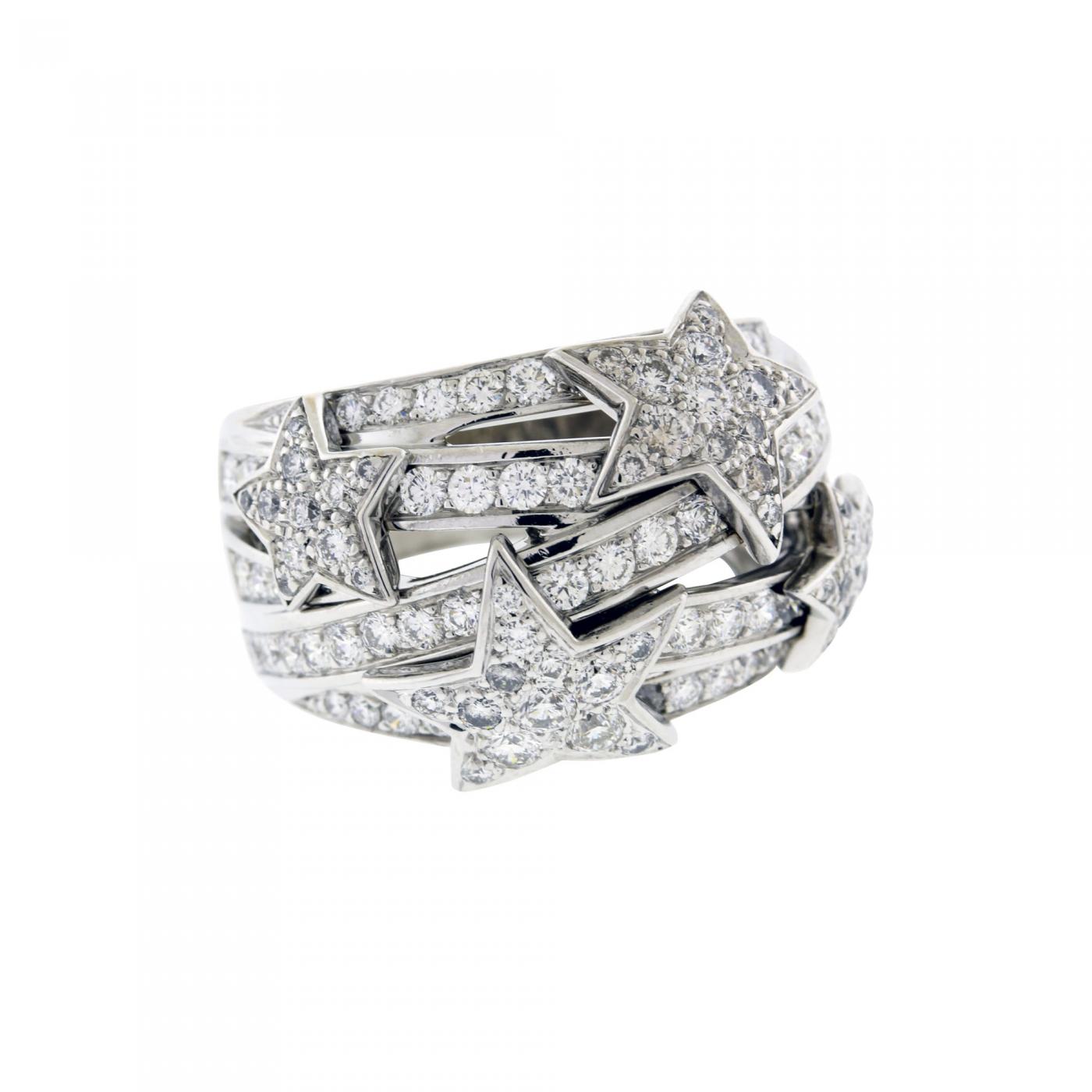 Chaumet White Gold and Diamond Ring, Cocktail Ring, Size 5 1/2, Contemporary Jewelry