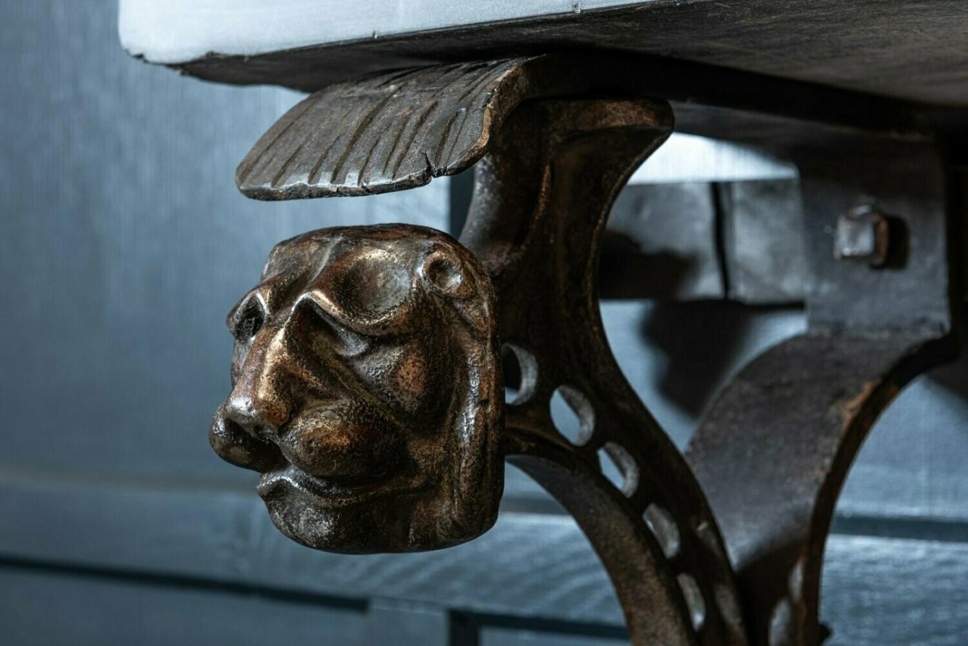 Coalbrookdale - 19thC English Coalbrookdale Cast Iron Lion Console Table