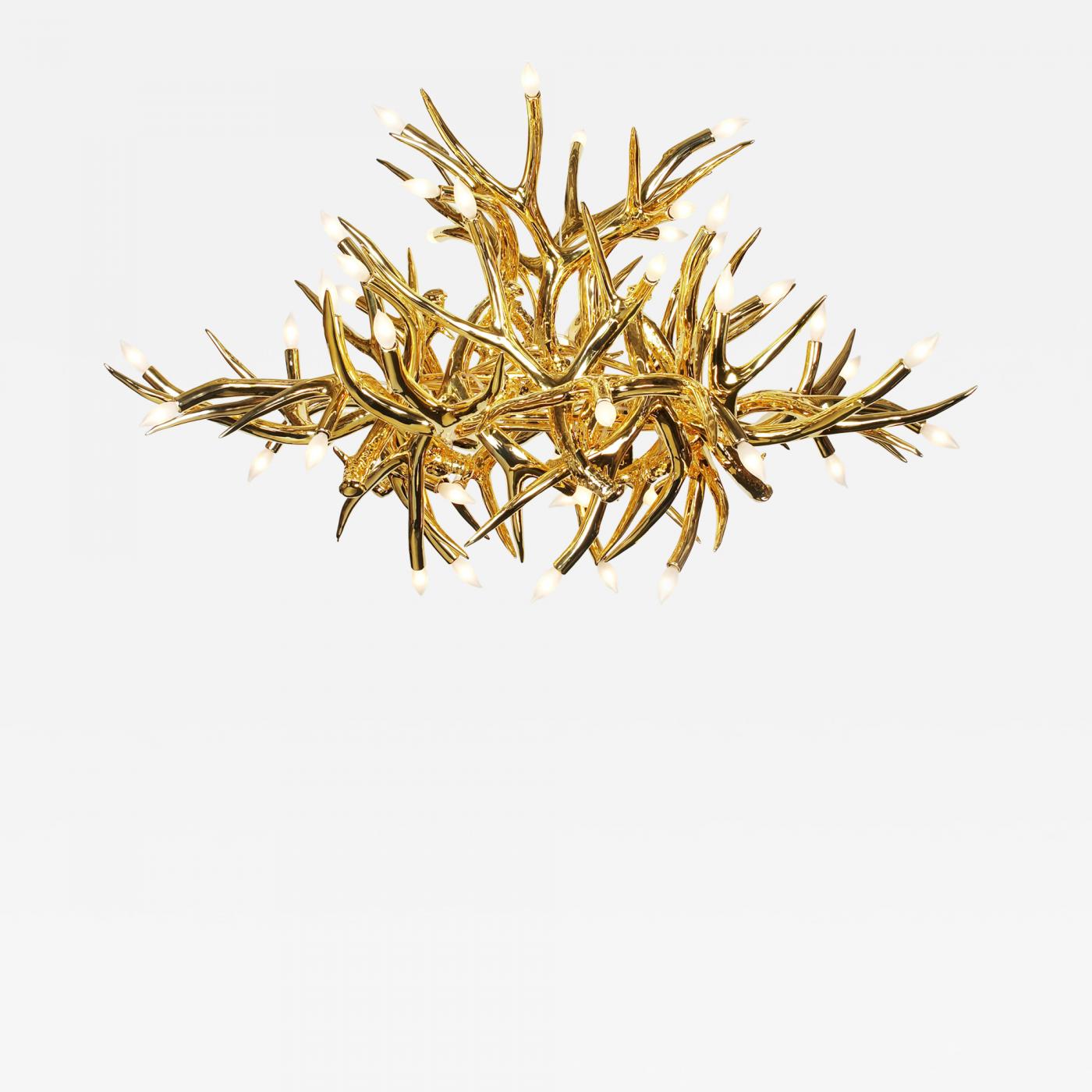 gold antler chandelier