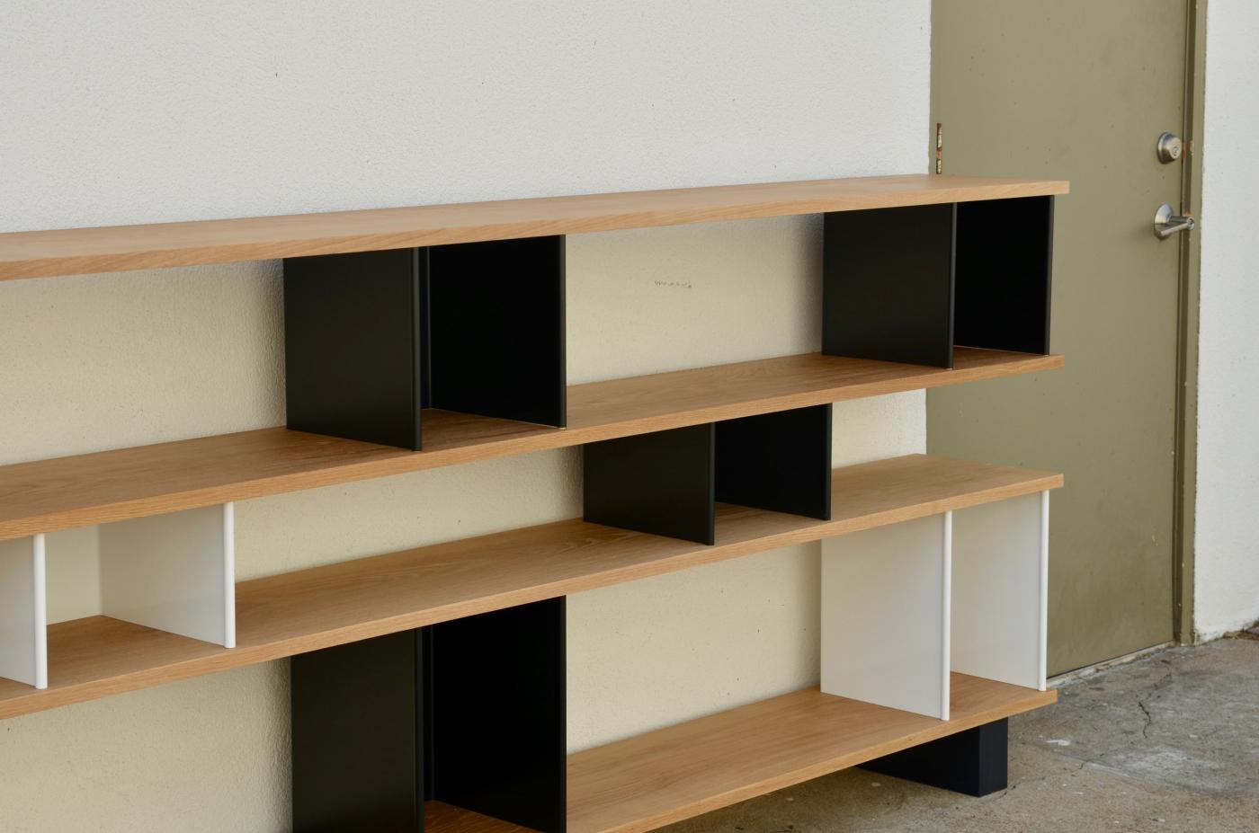Design Frères Low Black and White 'Horizontale' Oak Shelving Unit