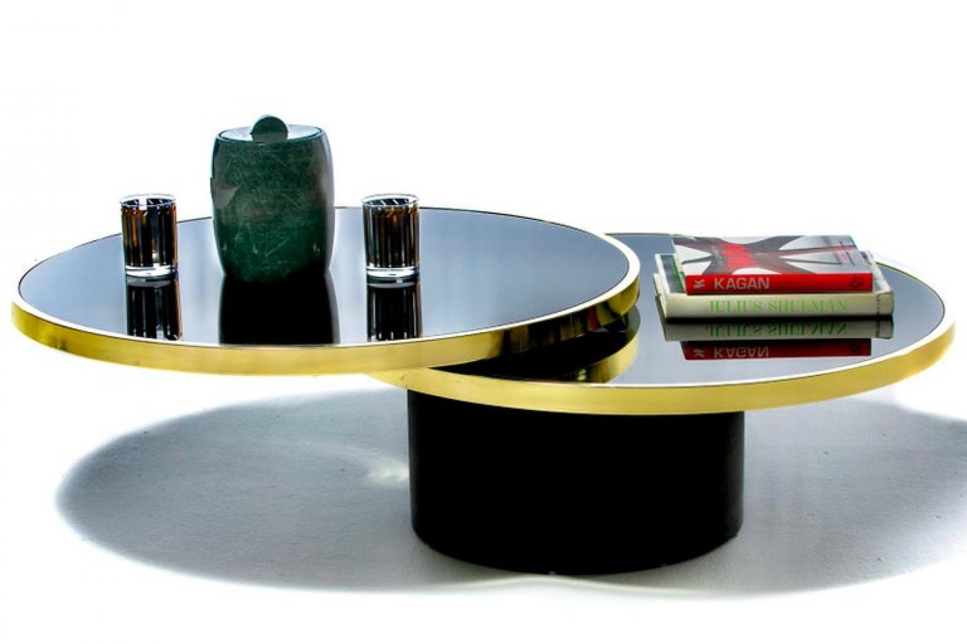  Design Institute America DIA Design Institute Of America Black Brass Revolving Two Tier Coffee Table 581437 2734420 