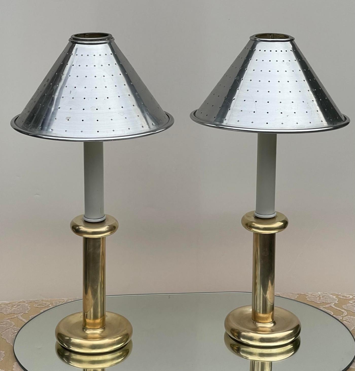 Donghia Rare Vintage Donghia Mixed Metal Candle Lamps