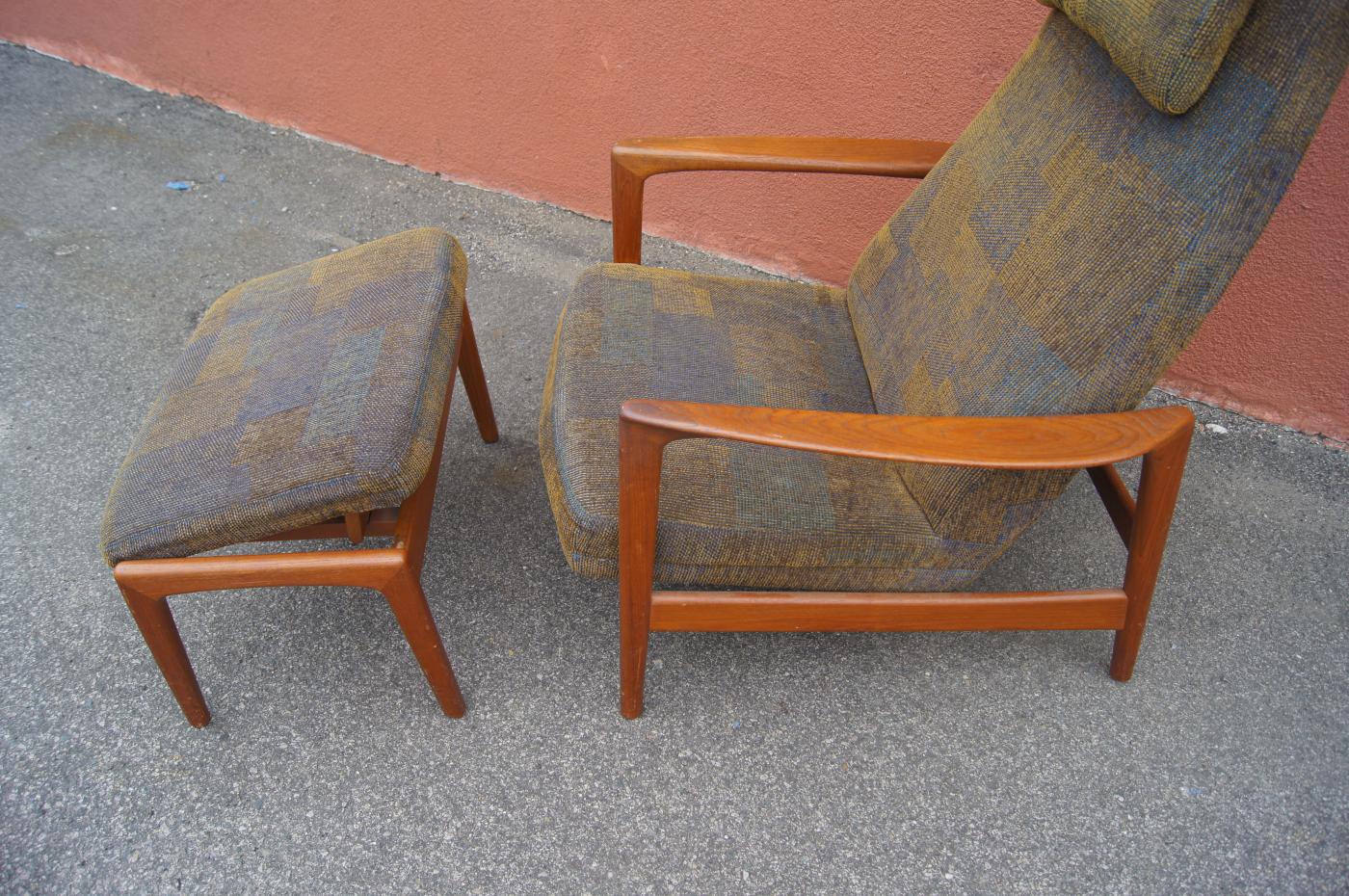 Dux Teak Lounge Chair and Ottoman by Folke Ohlsson for Dux