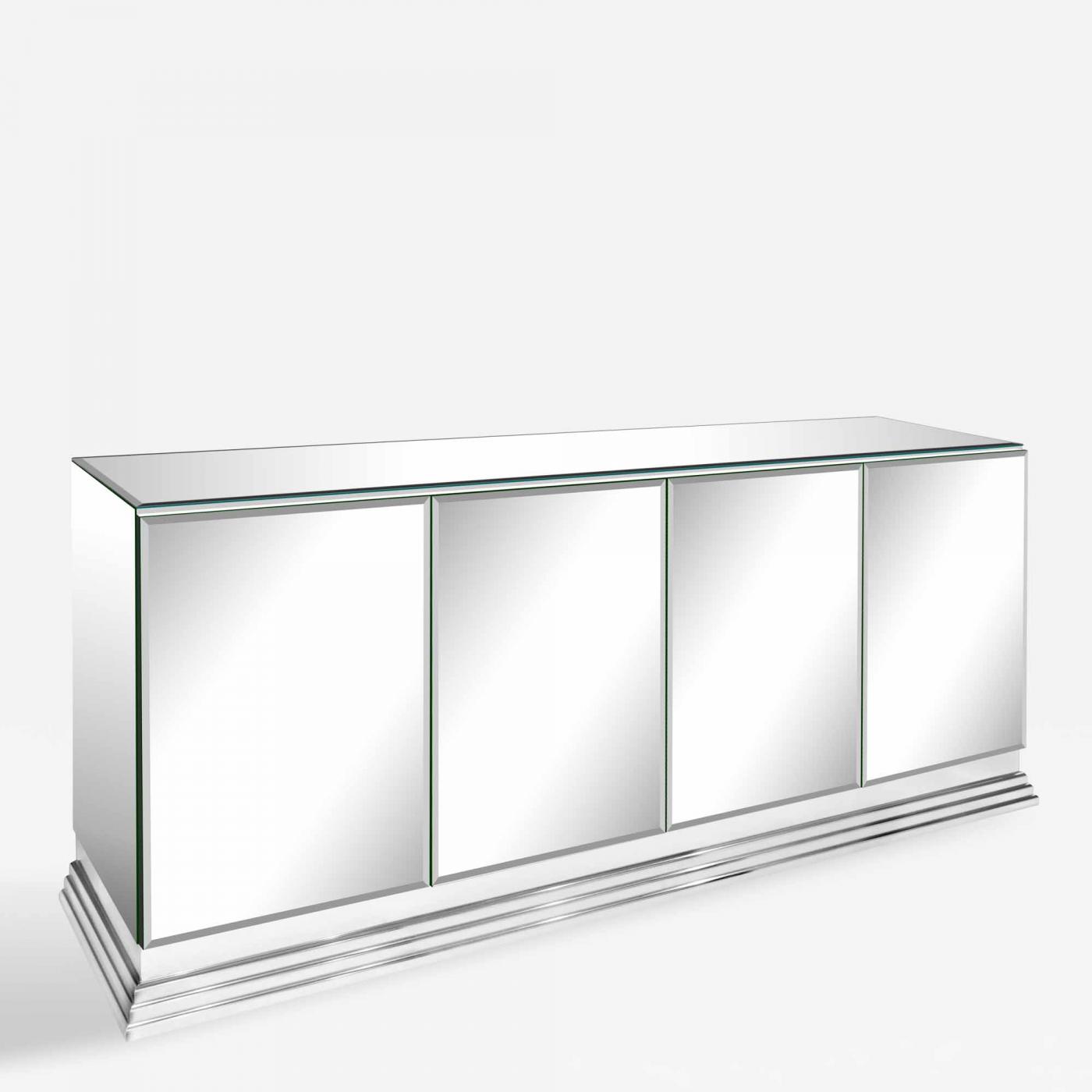 Ello Furniture Co 4 Door Mirrored Credenza With Steel Base By Ello