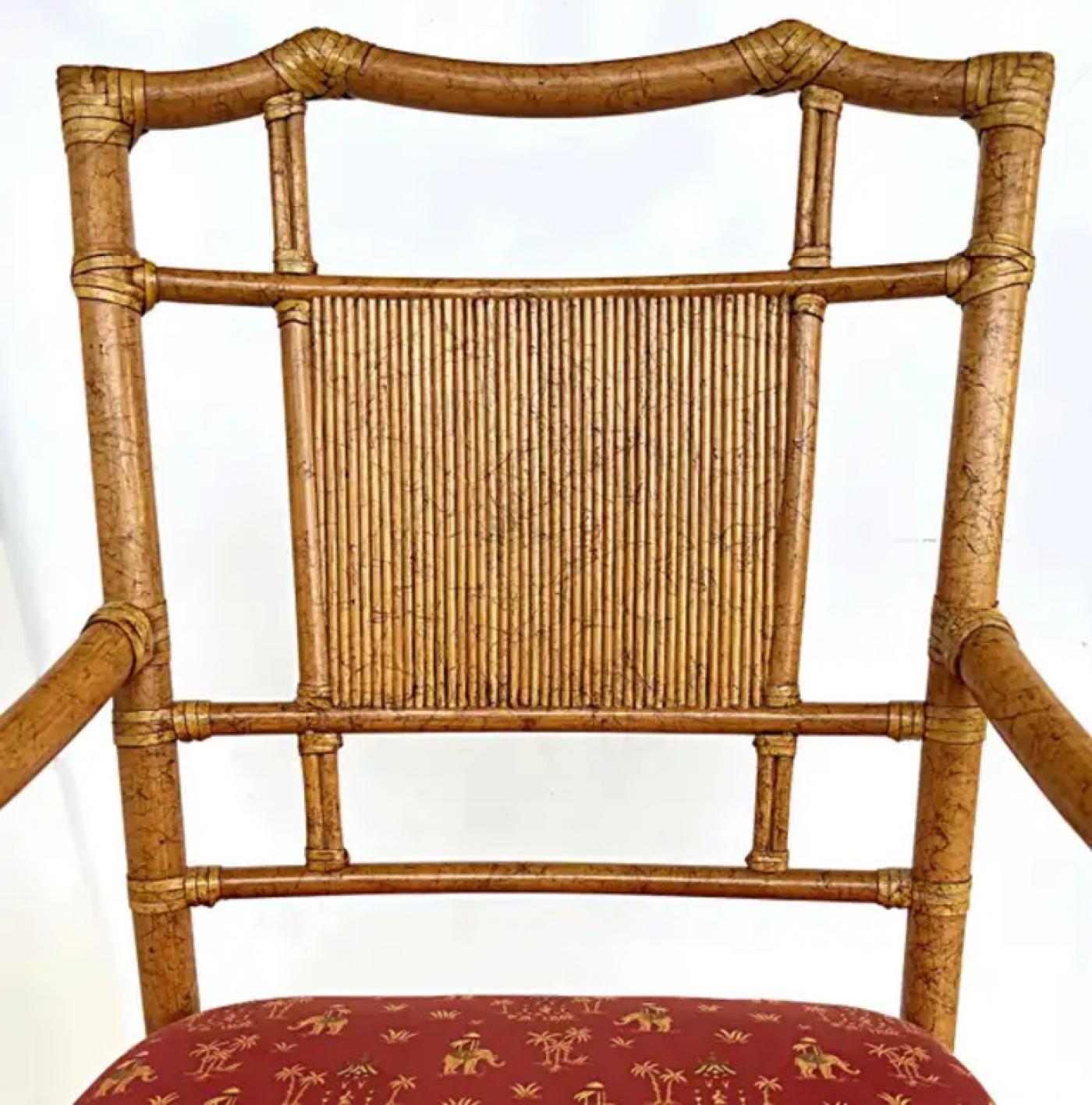 Ficks Reed - Vintage Ficks Reed Chinoiserie Rattan Dining Chairs, Set of 6