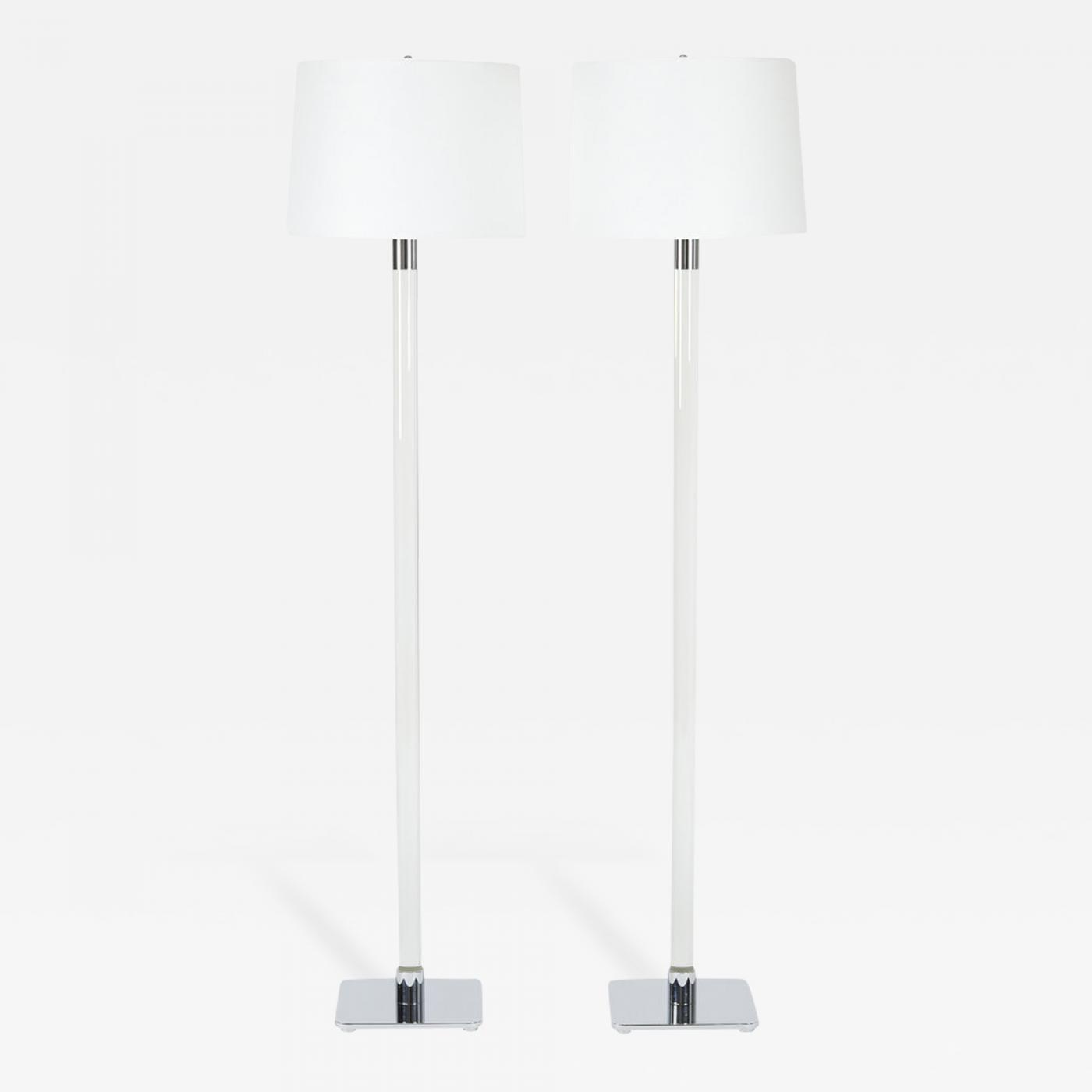 Hansen Lighting Co Pair Of Chrome And Glass Floor Lamps Pair Of Chrome And Glass Hansen Floor Lamps