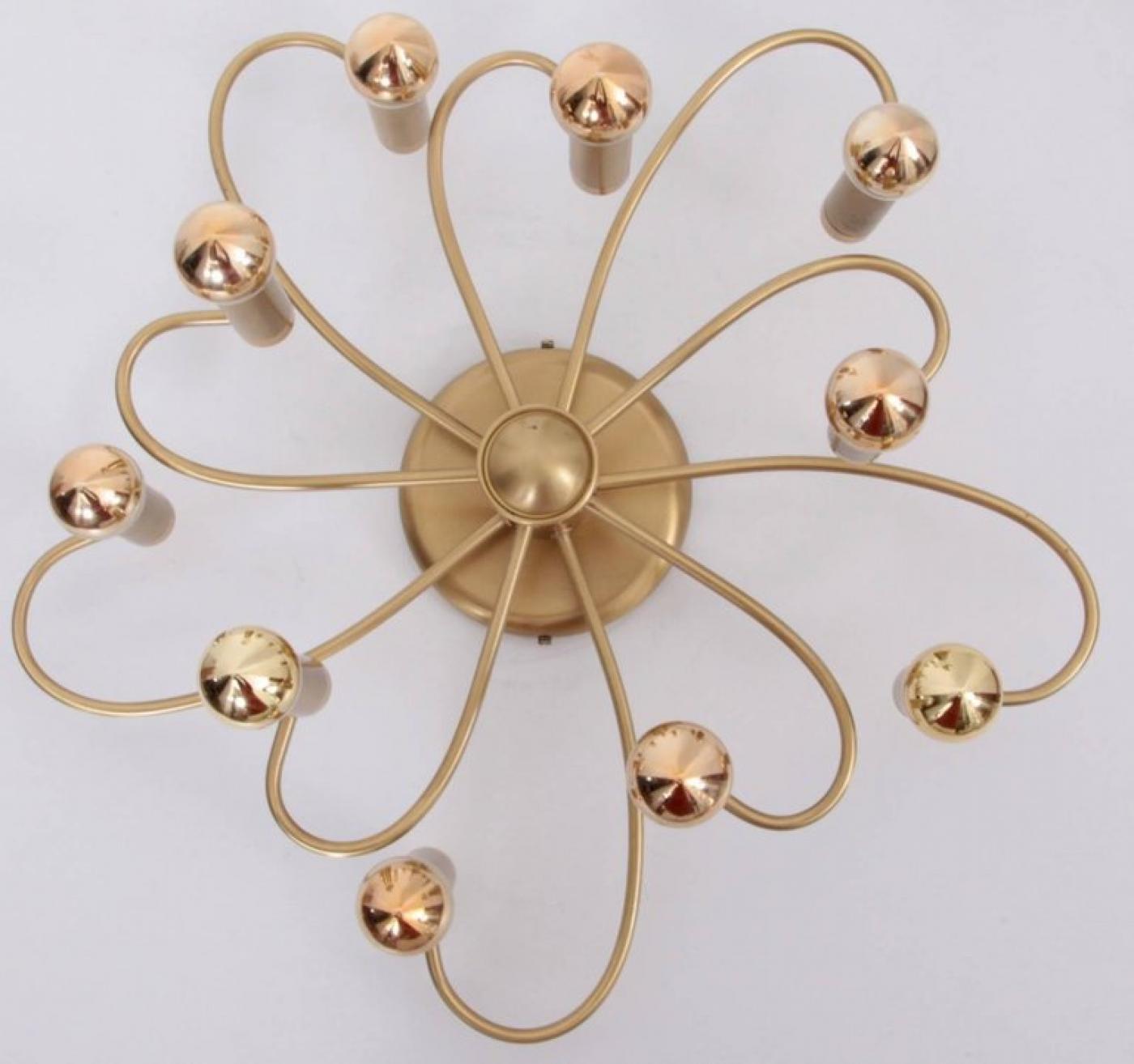 Honsel Leuchten - Honsel Two-Tier Flush Mount Brass Spiral Chandelier ...