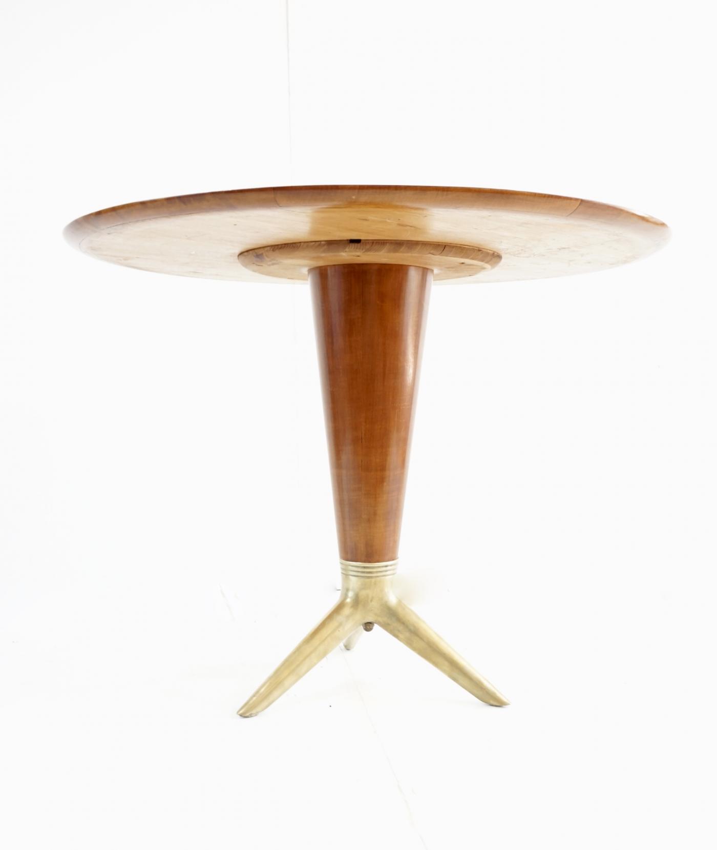 Isa Bergamo Isa Italy Rare Maple And Brass Round Center Table By Isa Bergamo 1950 7538