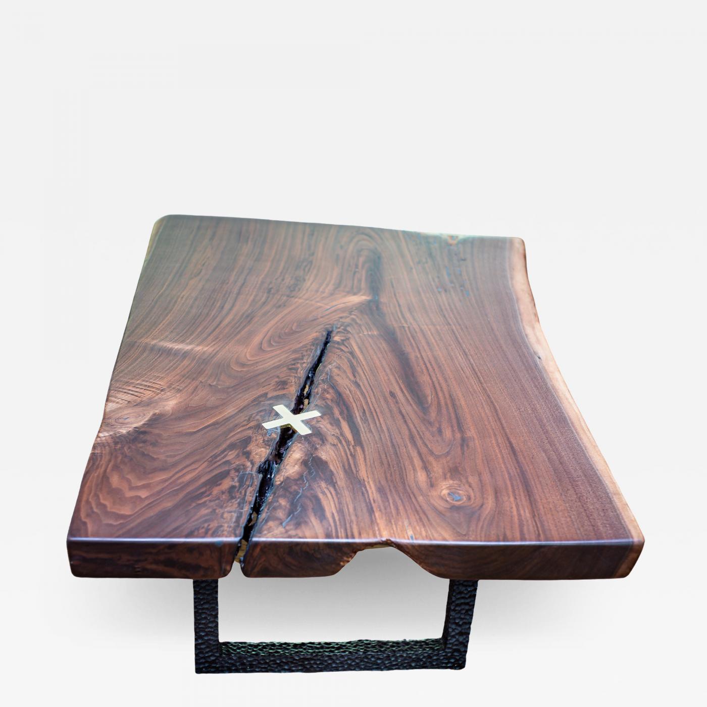 Ian Love Design Black Walnut Coffee Table With Hand Carved Ebonized Legs