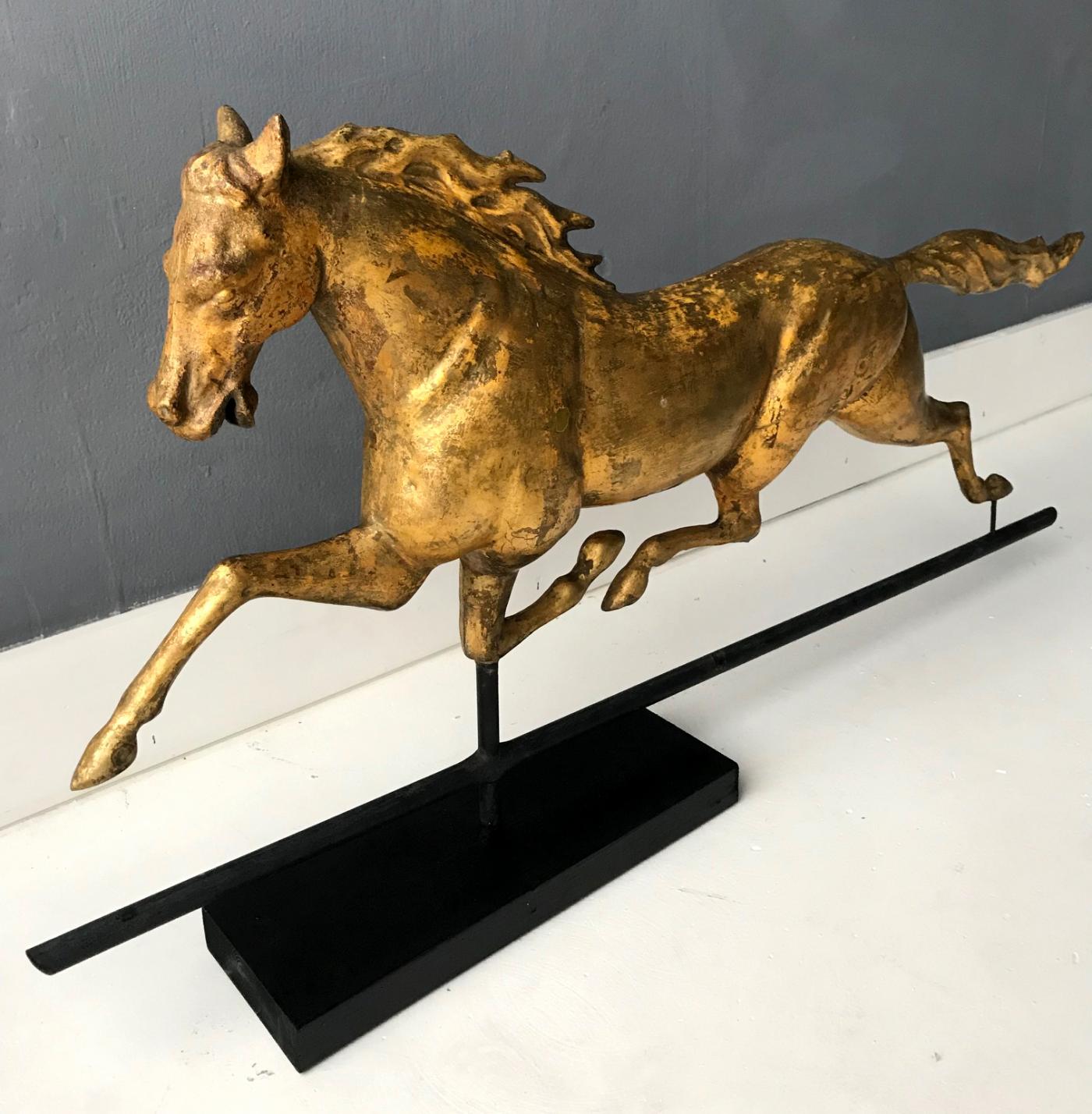 J. W. Fiske & Company - An Antique Gilt Running Horse Weather Vane 