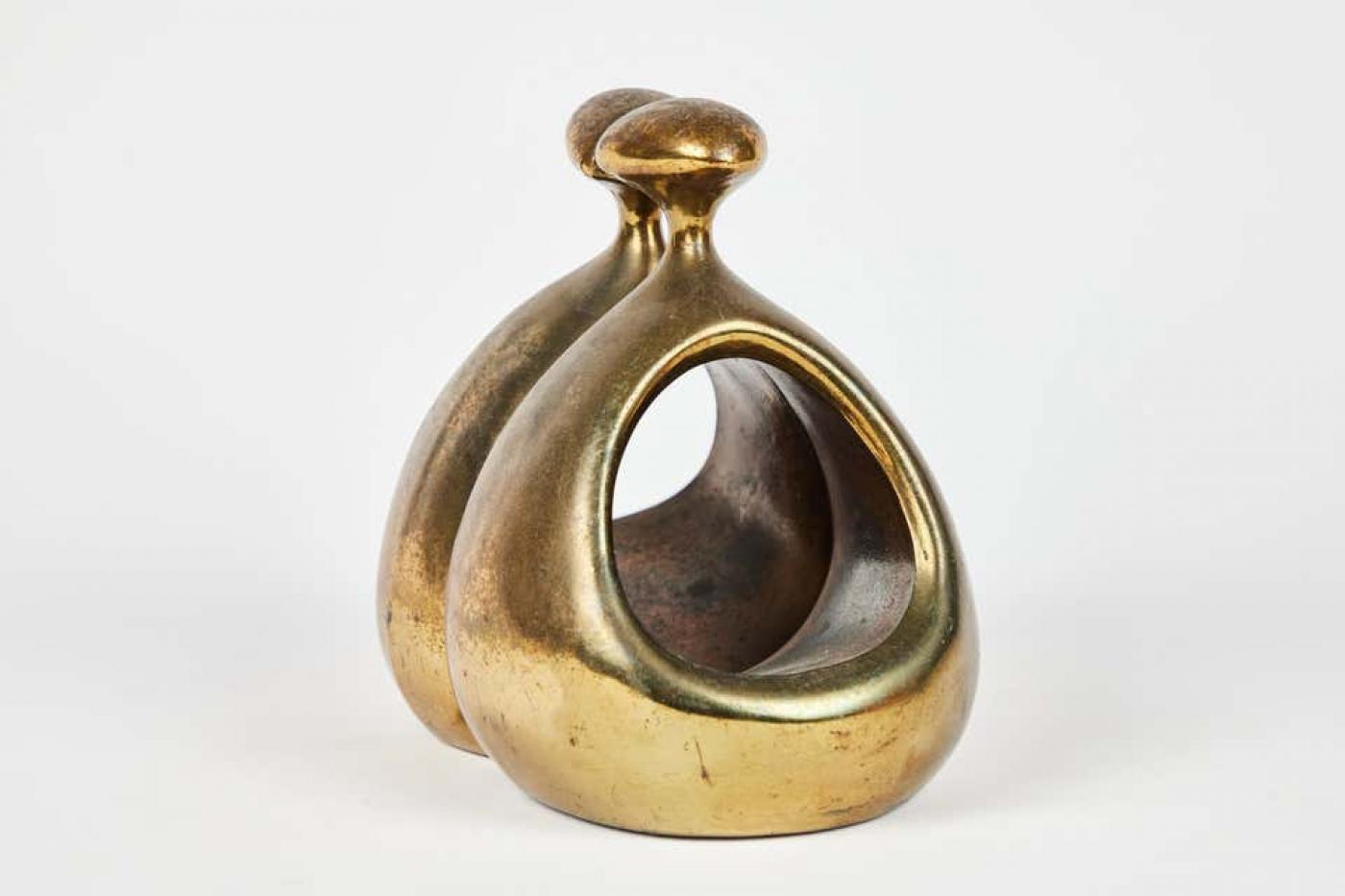 Jenfred Ware 1950s Ben Seibel Tall 'Stirrup' Bookends in Brass for