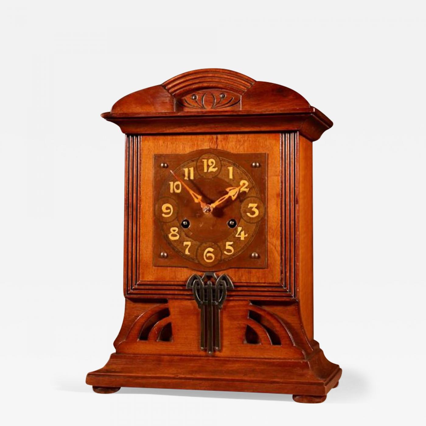 Junghans Art Nouveau Jugendstile Mahogany Mantel Clock