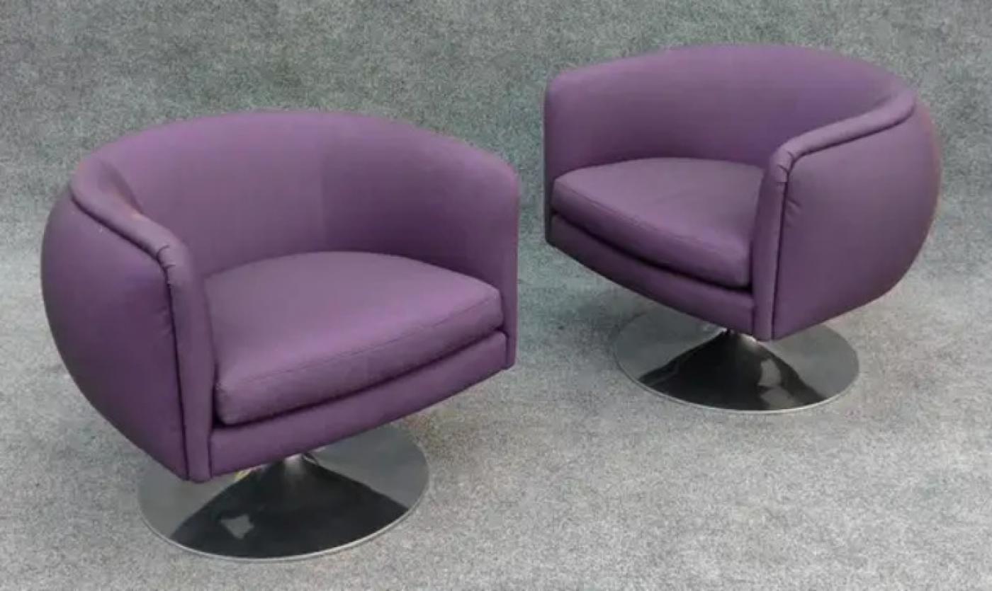 Knoll Joe D'Urso for Knoll Pair of Swivel Club Lounge Chairs Wool