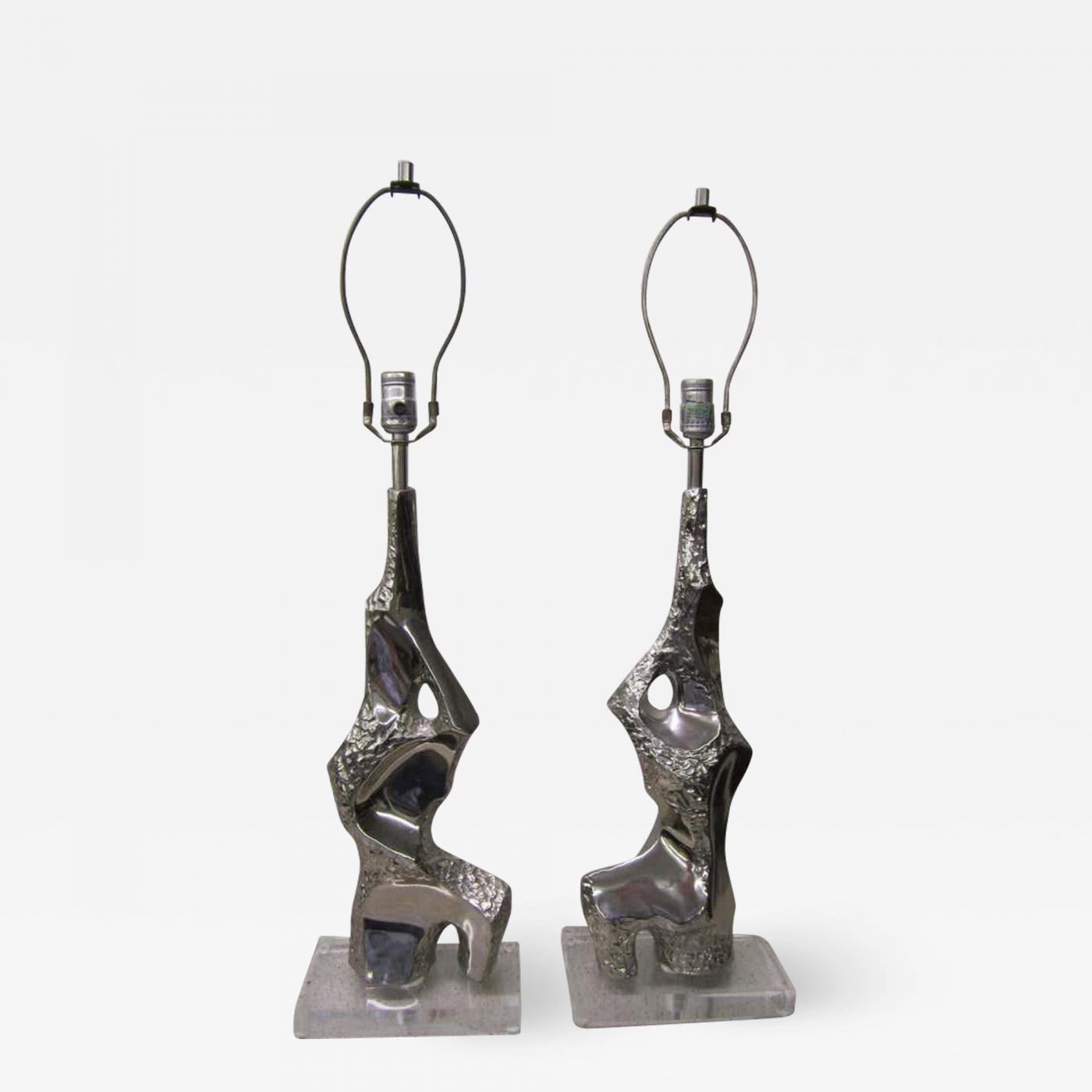 Sculptural Brass & Chrome Table Lamps by Laurel Lamp Company