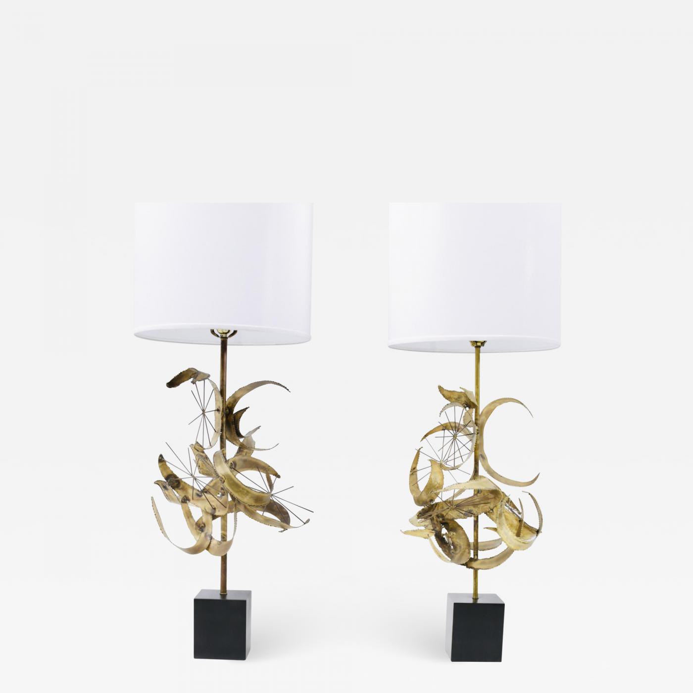 Sculptural Brass & Chrome Table Lamps by Laurel Lamp Company