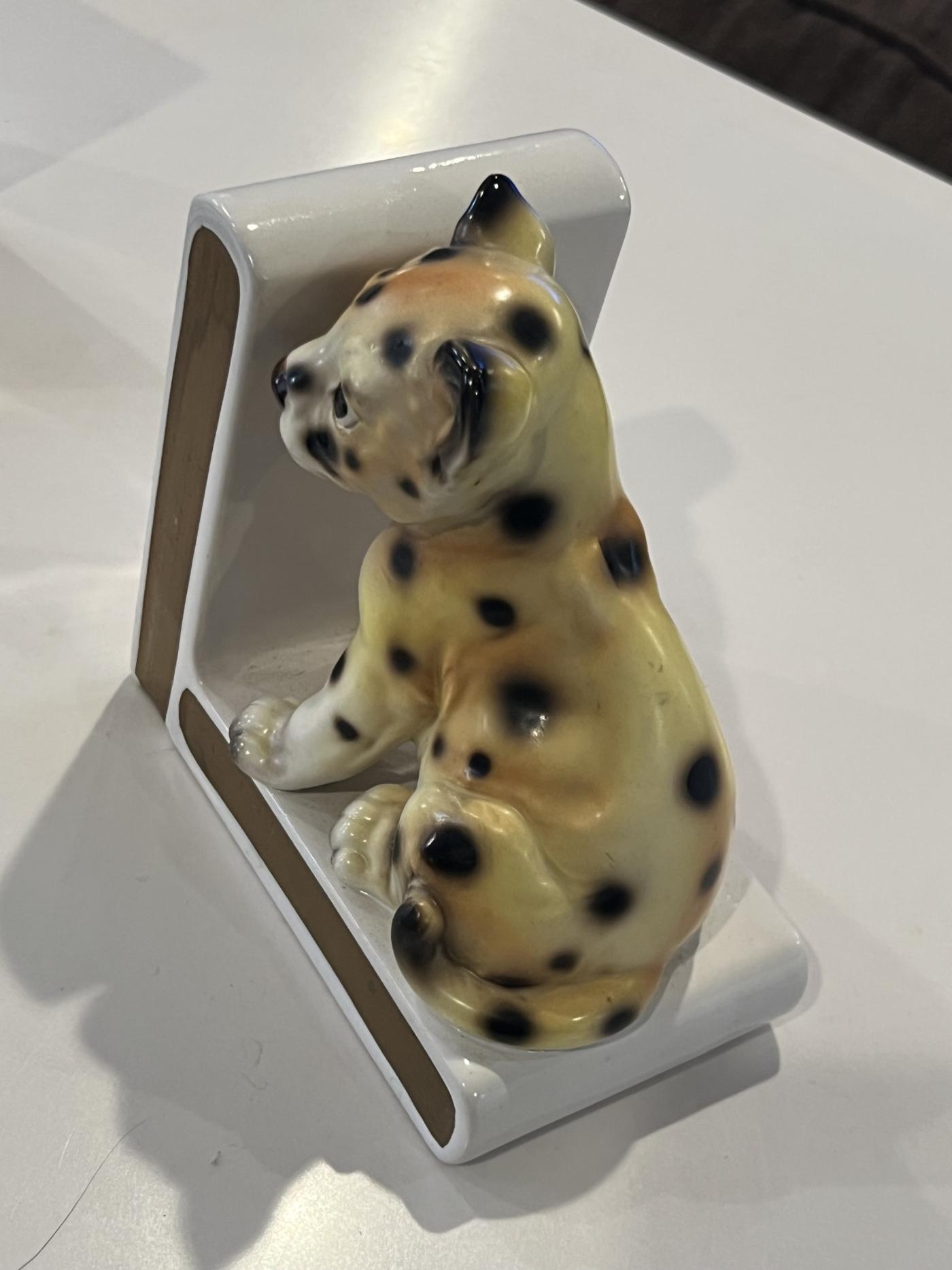 Lenci - MID CENTURY BABY LEOPARD CERAMIC BOOKENDS