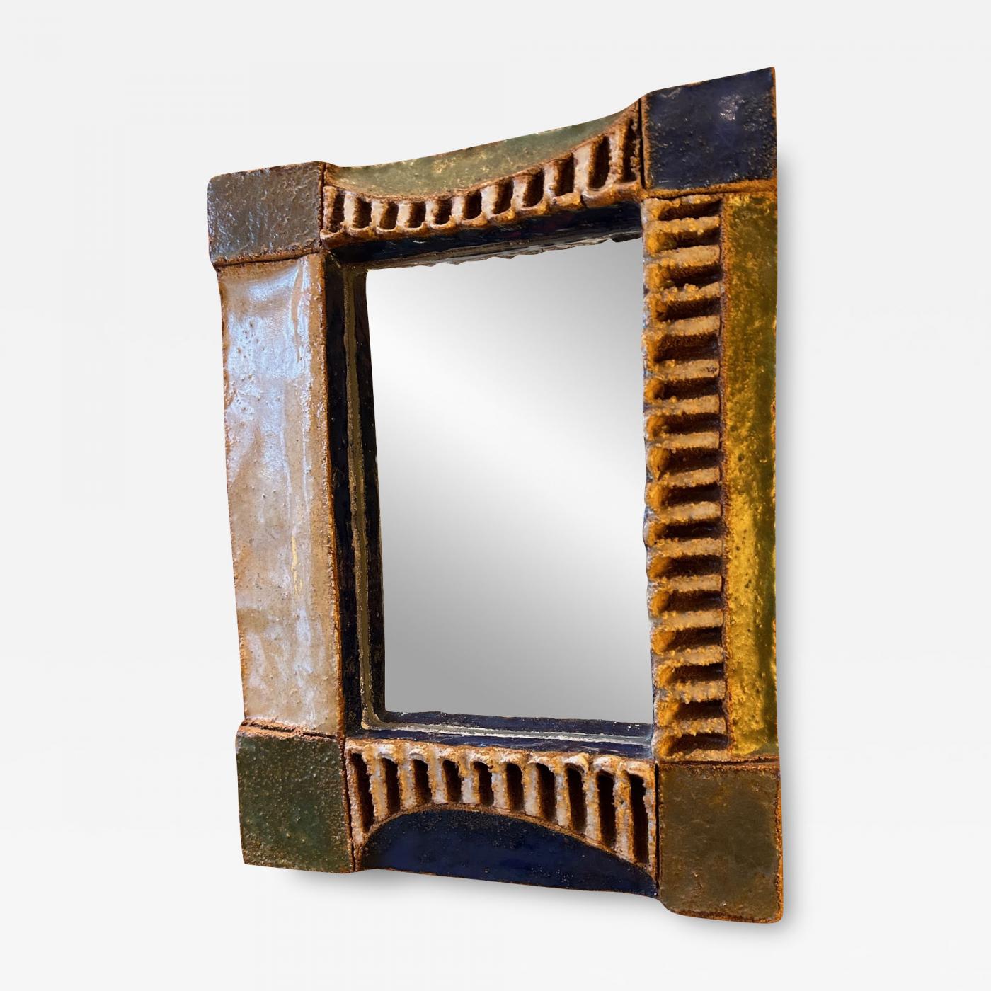 Les Argonautes - Ceramic Mirror by les Argonautes, France 1960s