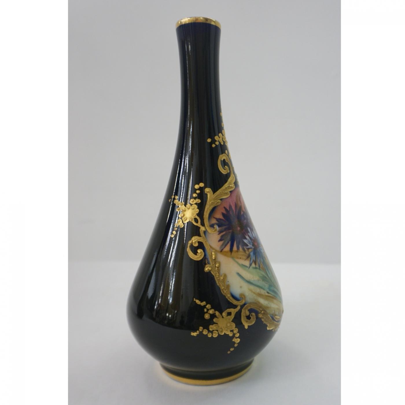 Limoges Limoges Porcelain 1930s Vintage French Pair of Cobalt Blue