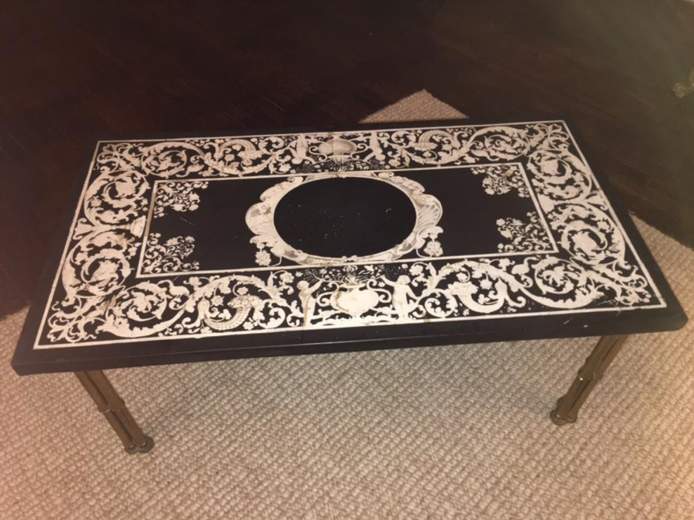 Maison Baguès - GILT BRONZE BAMBOO LEG COFFEE TABLE WITH ORNATE TOP