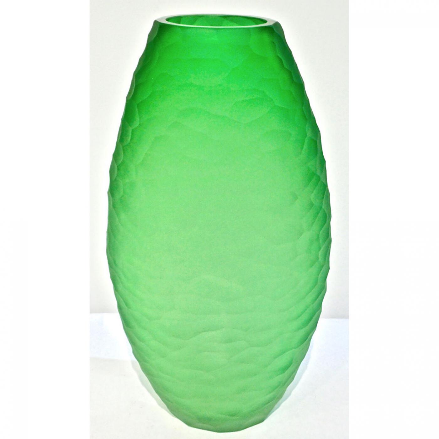 Massimiliano Schiavon Dated 2007 Modern Apple Green Murano Glass Vase Signed Vivarini And Schiavon