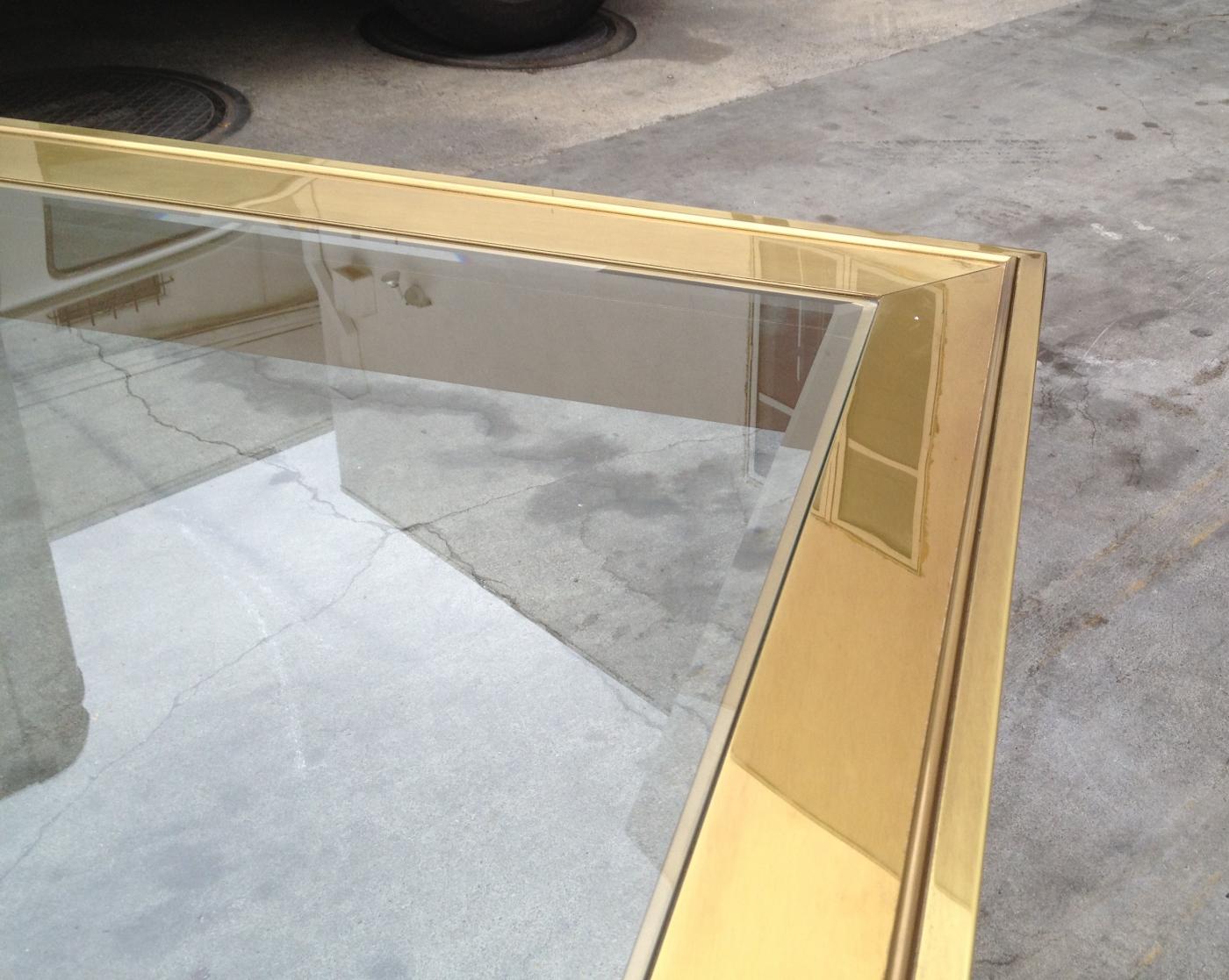 Brass and Glass Extension Table with Columnar Legs by Mastercraft