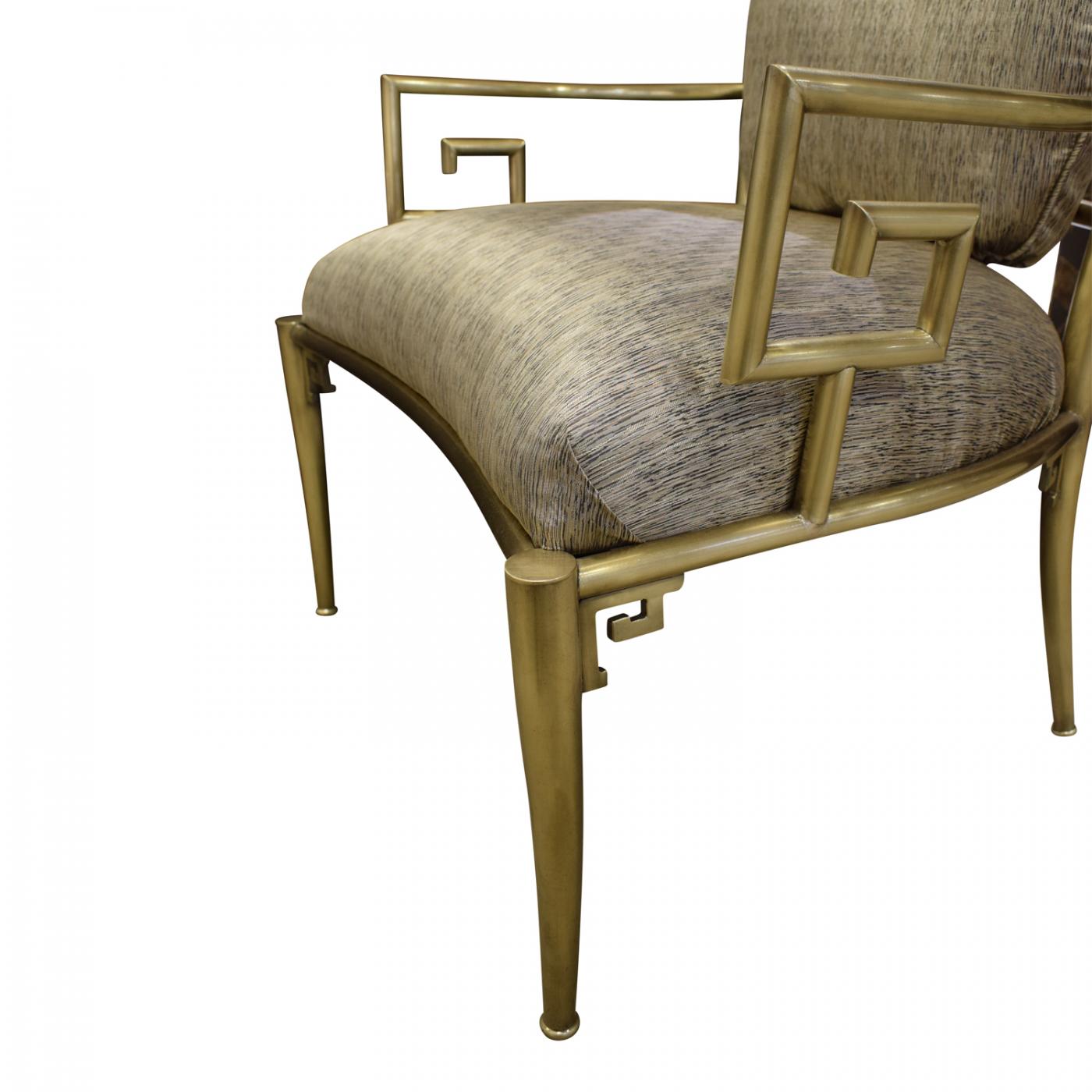 Mastercraft - Mastercraft Pair Of Greek Key Lounge Chairs In Brass 1960s