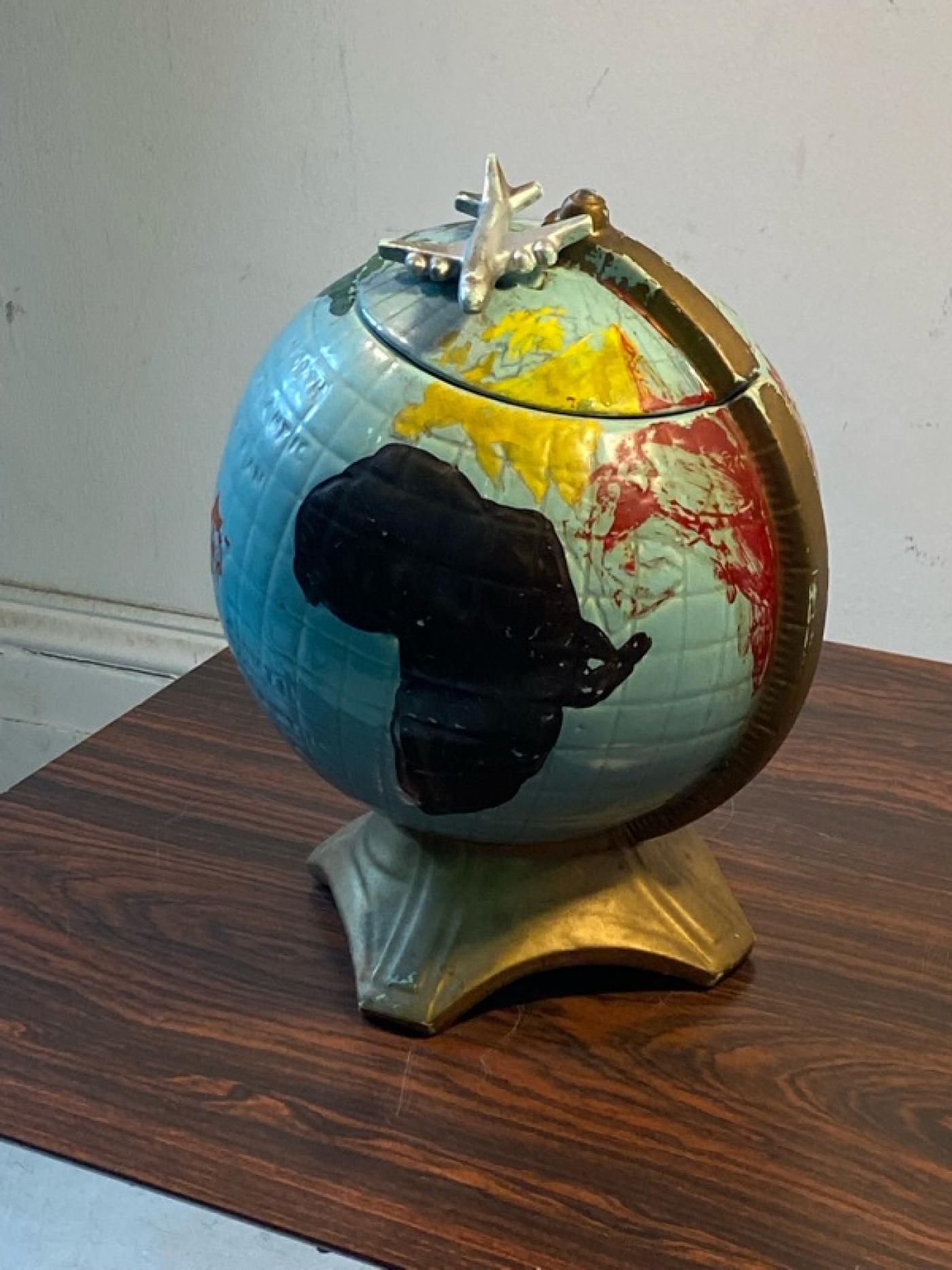 McCoy Pottery COLORFUL WORLD GLOBE WITH AIRPLANE COOKIE JAR BY McCOY