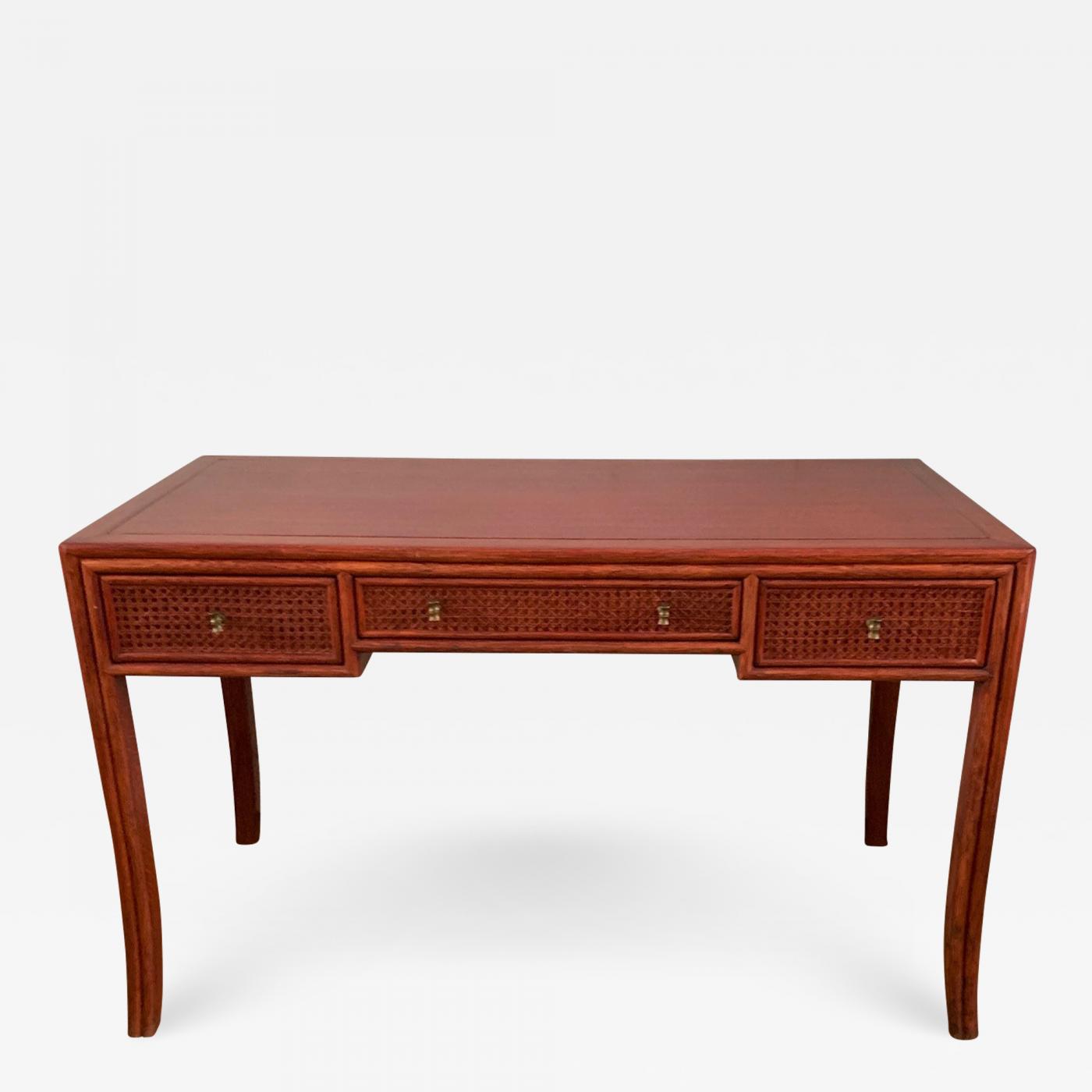 Mcguire Furniture Center Desk In Bamboo And Wicker