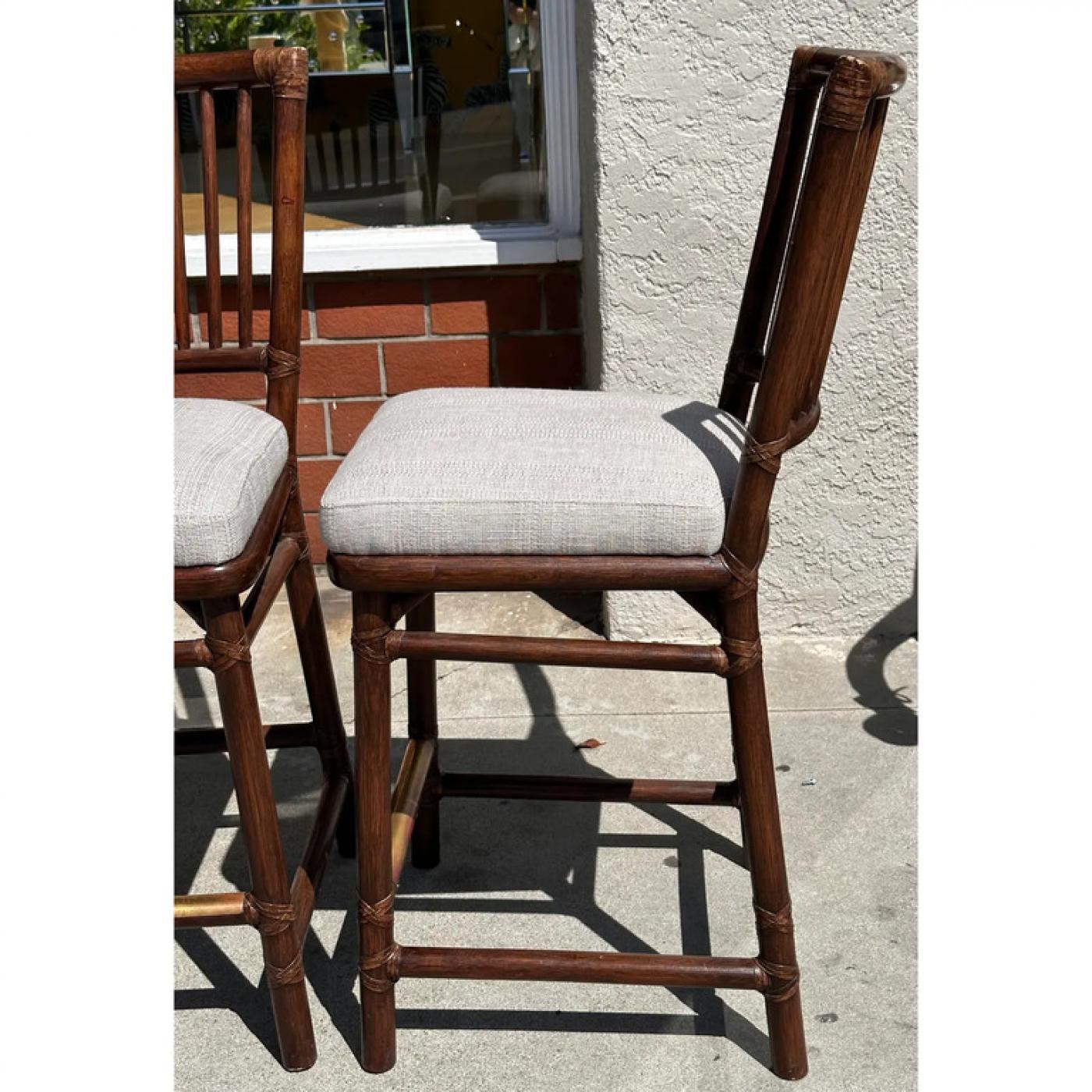 McGuire Furniture Pair of McGuire Furniture Company Counter Height Bar Stools