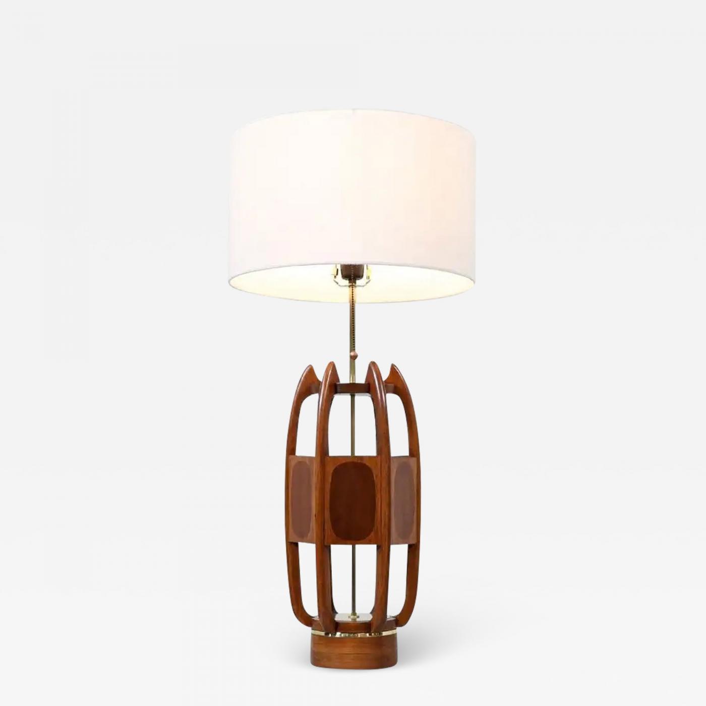 Modeline California Modern Sculpted Table Lamp with Inlaid Wood by