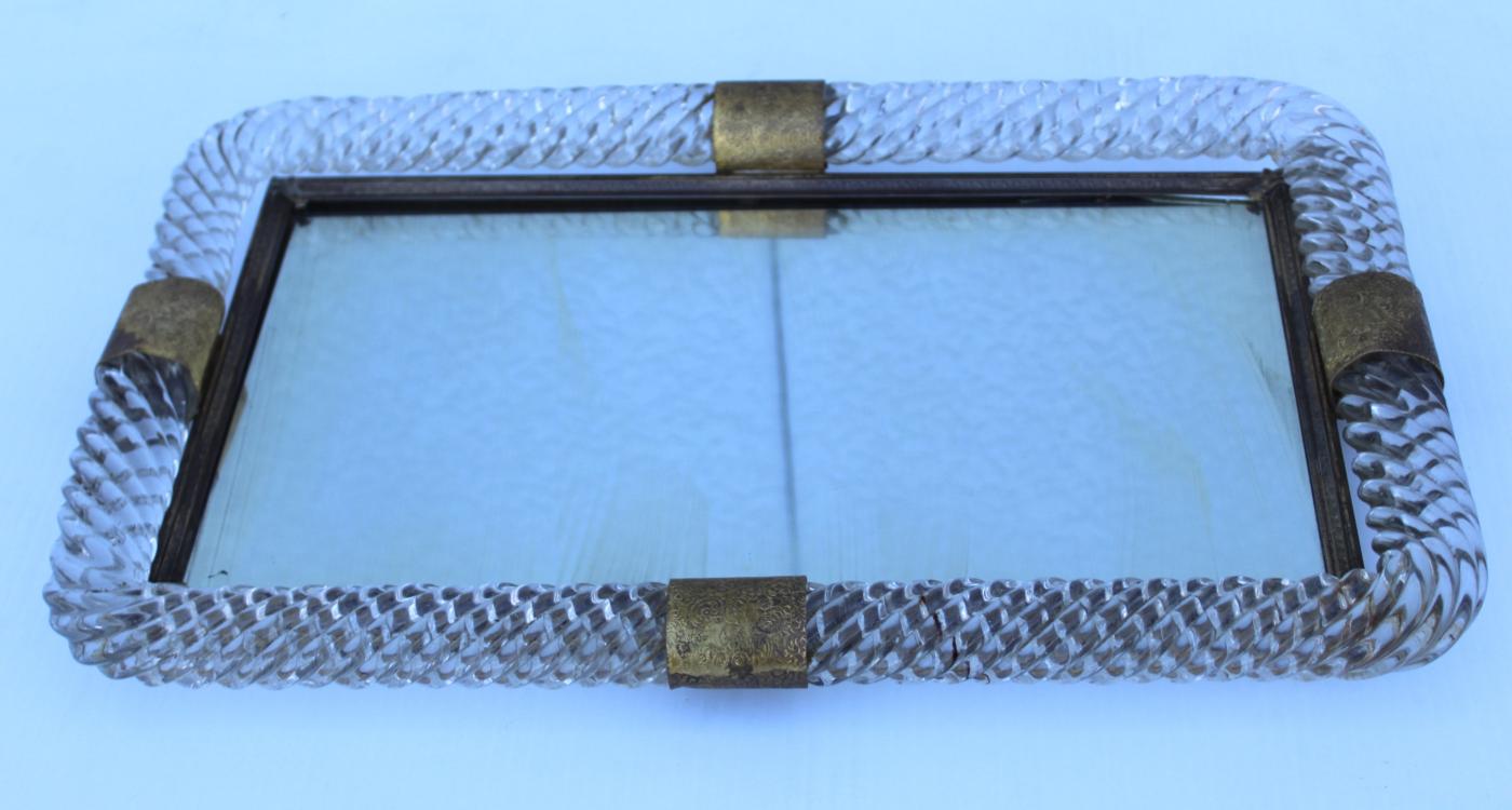 Murano Glass 1940's Murano Glass Tray Vanity Mirror