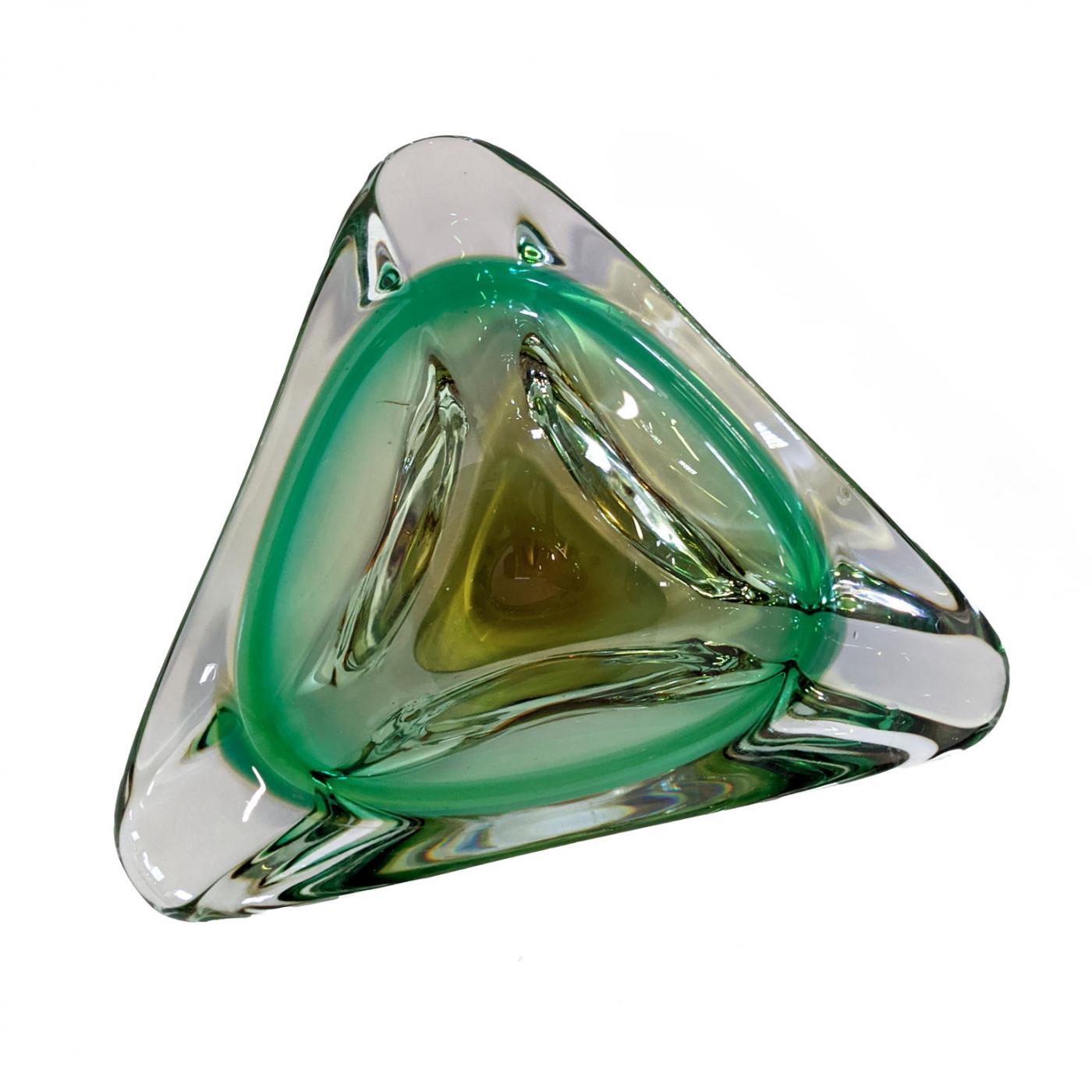 Murano Glass Green Murano Glass Ashtray, 1950