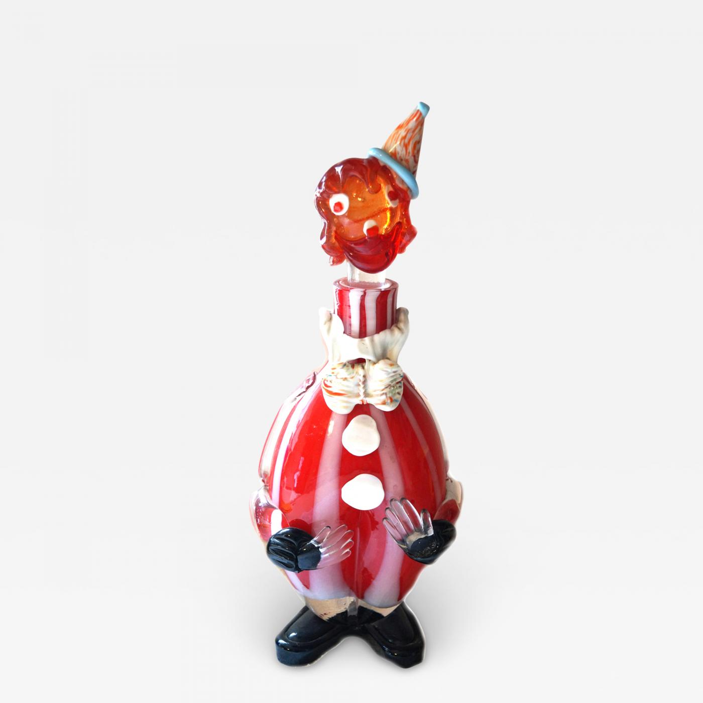 Vintage Italian Murano Blown Art Glass Clown Decanter