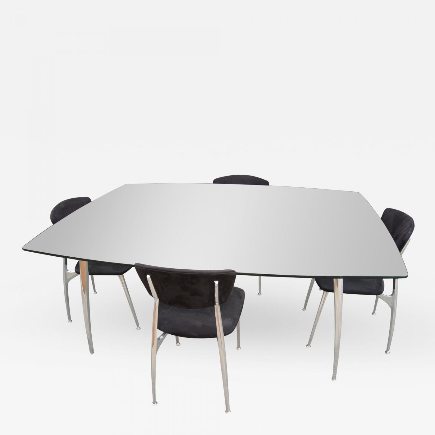 Nambe Aluminum Glass Dining Table With Matching Chairs In Black Listings Furniture Tables Dining