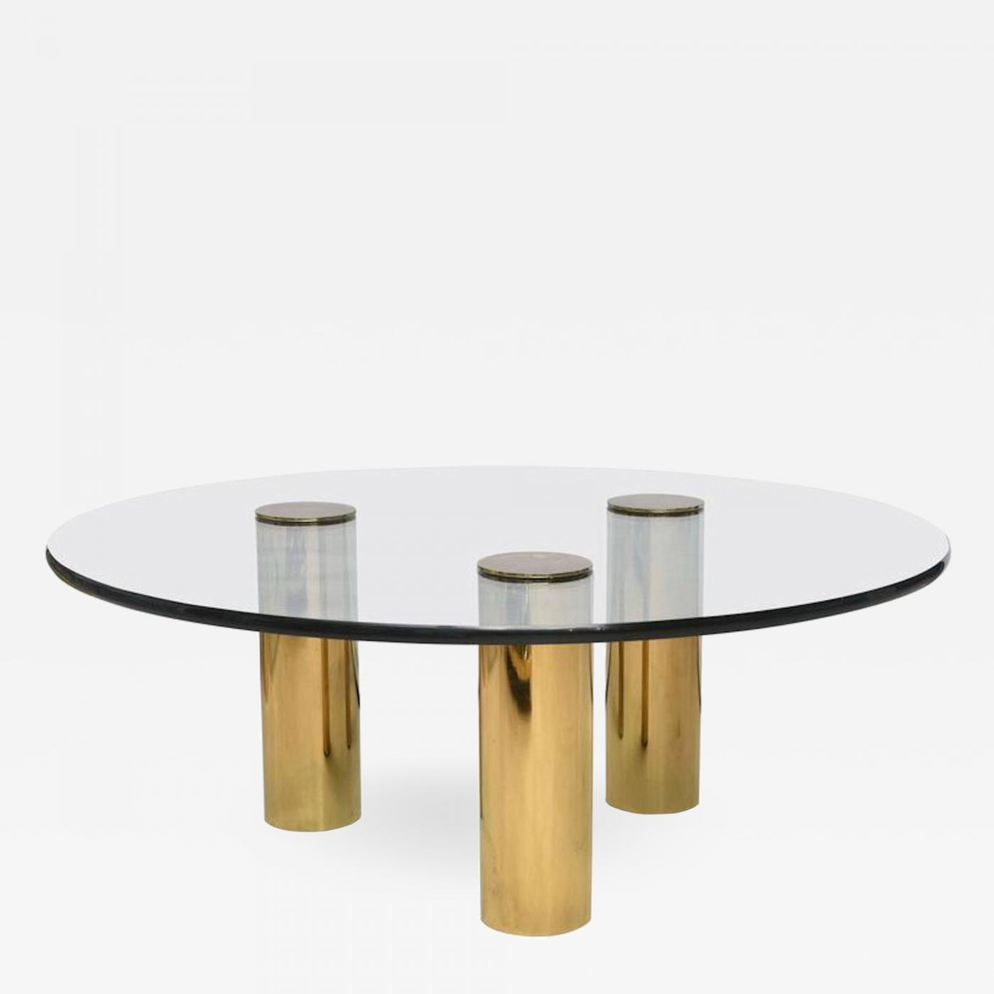 Pace Collection Mid Century Brass And Glass Cocktail Table