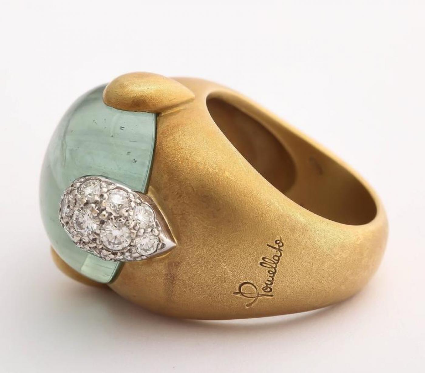 Pomellato Vintage Pomellato Gold Aquamarine and Diamond Ring