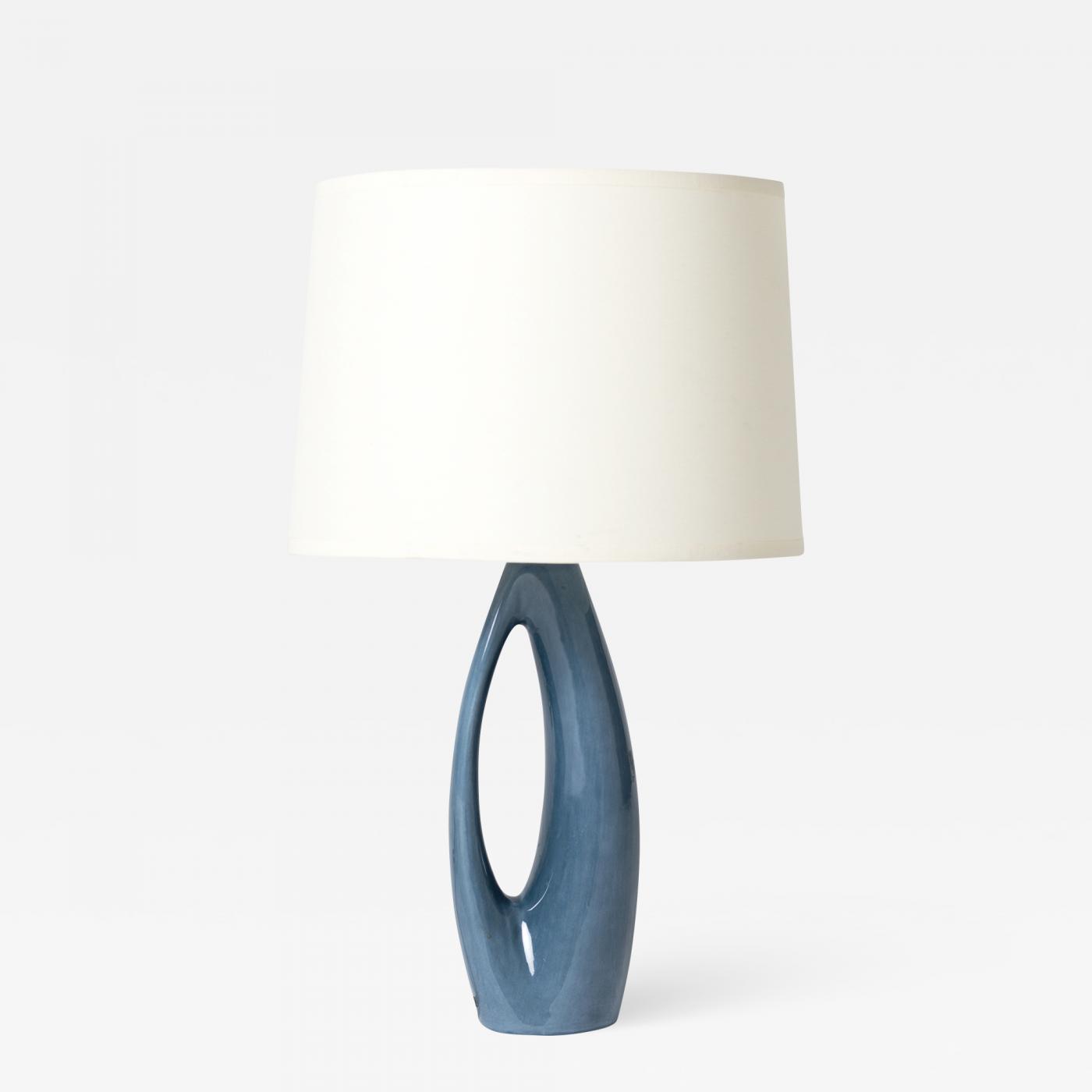 blue ceramic bedside lamp