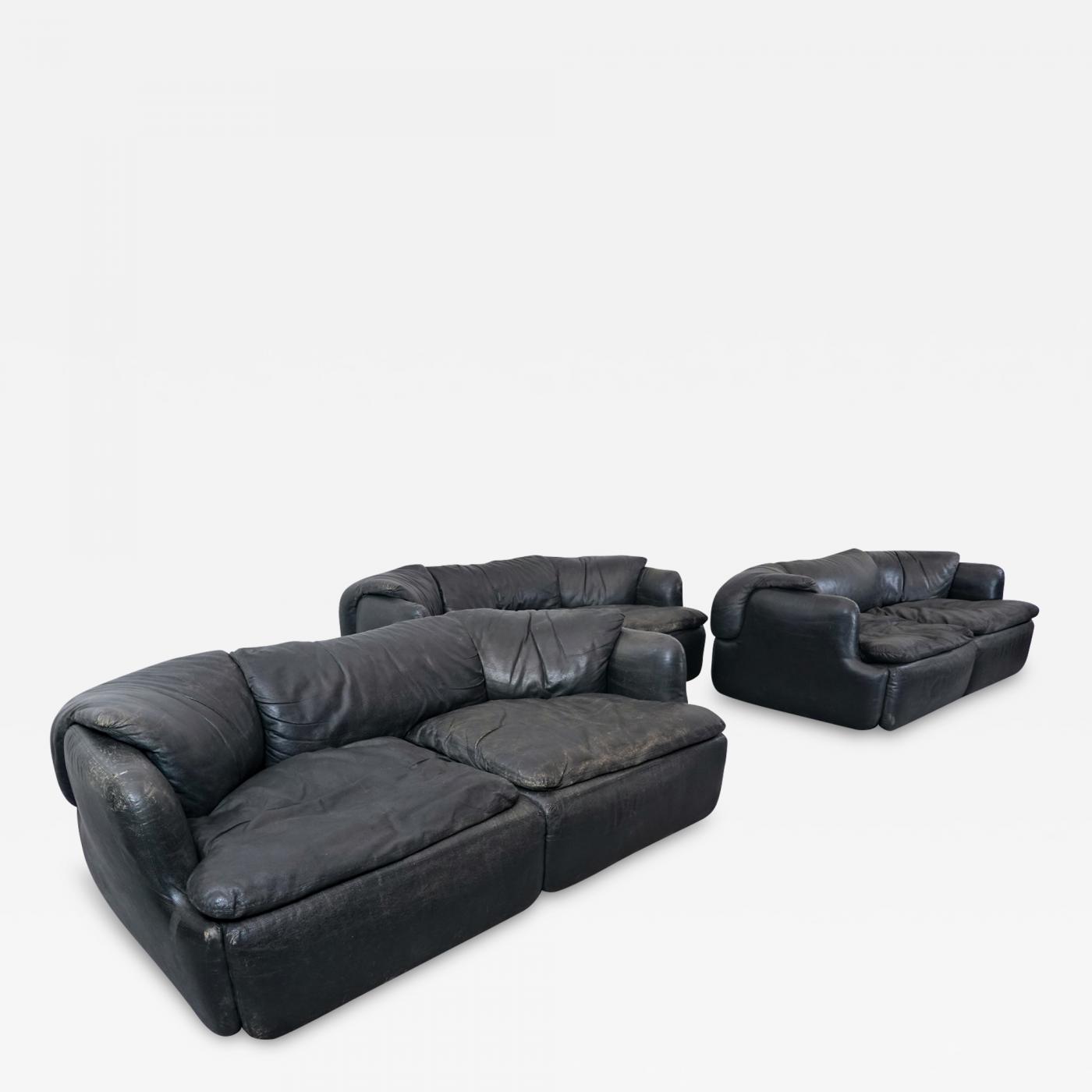 Alberto Roselli for Saporiti Confidential Mid Century Italian Leather Sofa, Mid Century Modern Furniture