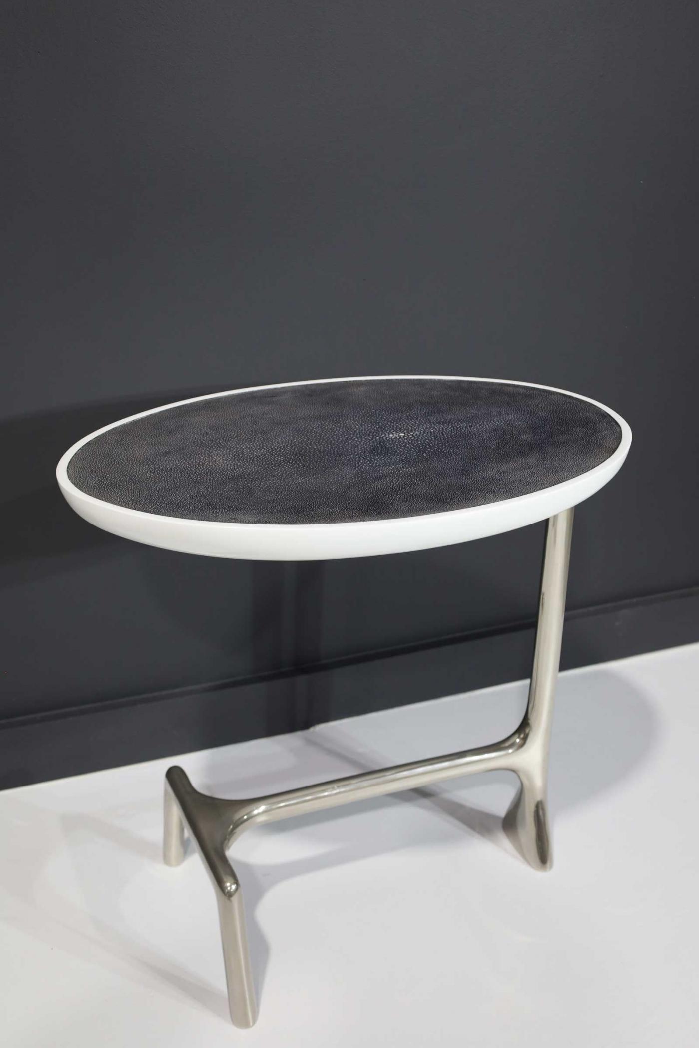 Scala Luxury - Scala Luxury Uovo Side Table in Polished Nickel and Shagreen
